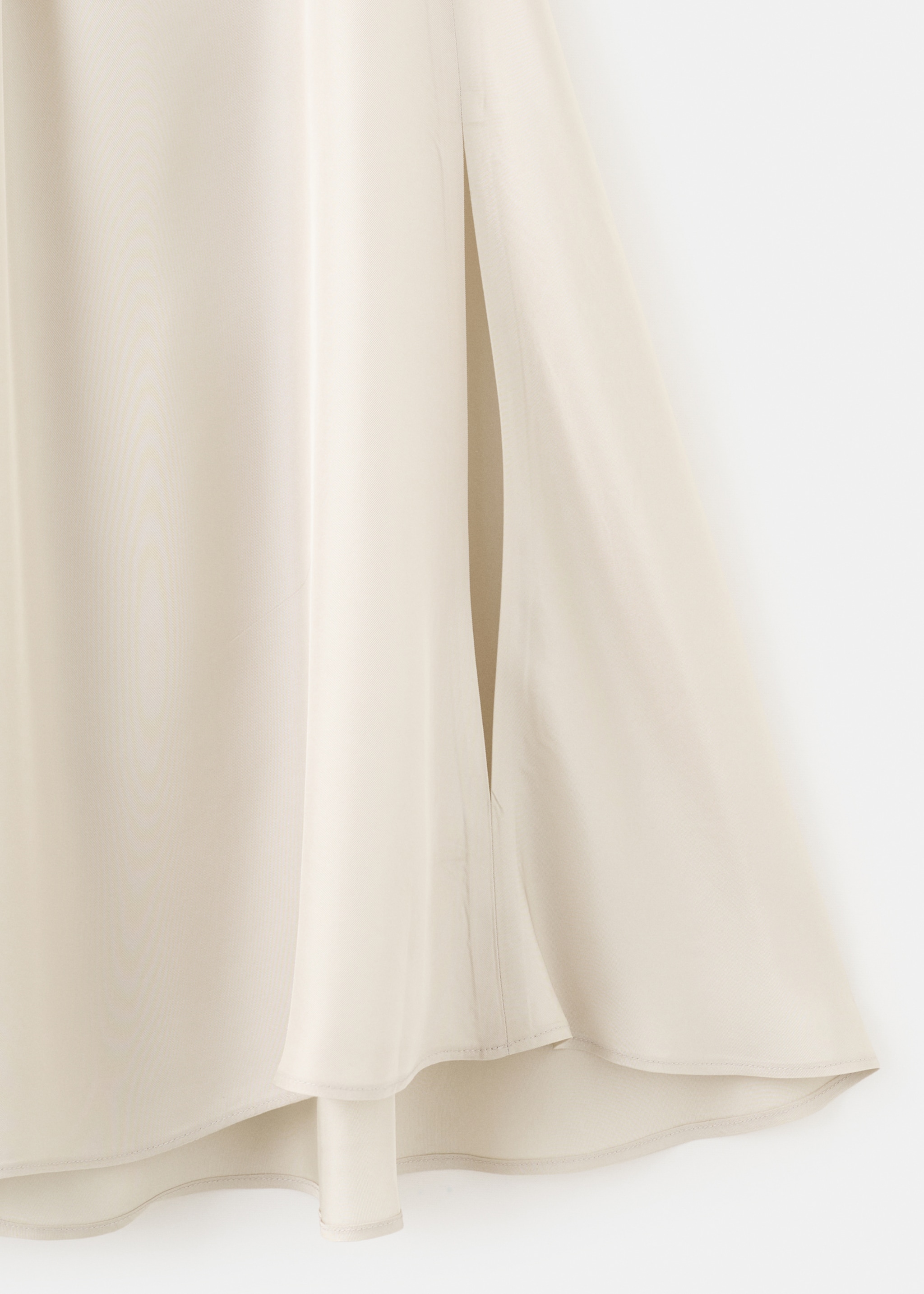 Blouse with gathered neckline and slits - Details of the article 8, Light/Pastel Grey. Ref: 27074088-00.