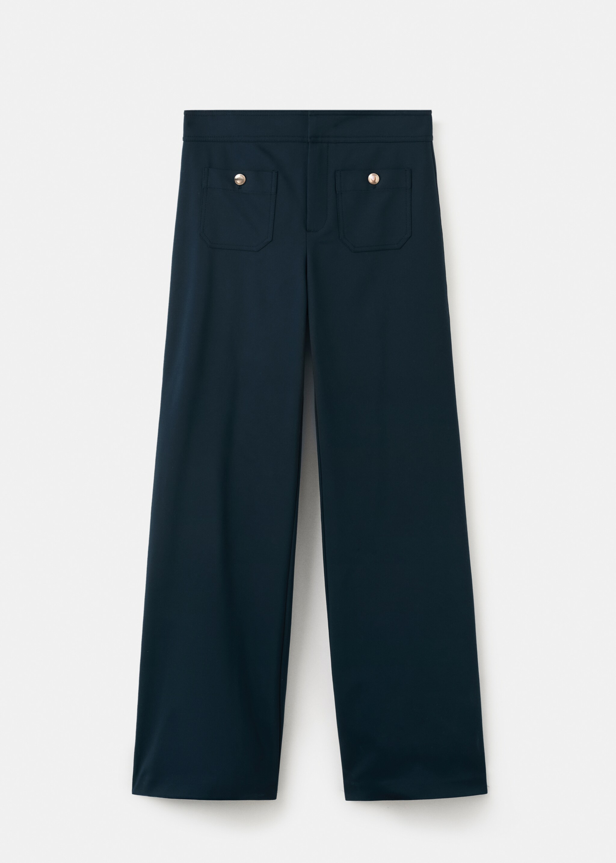 Straight trousers with jewel buttons - Article without model, Navy. Ref: 27074094-00.