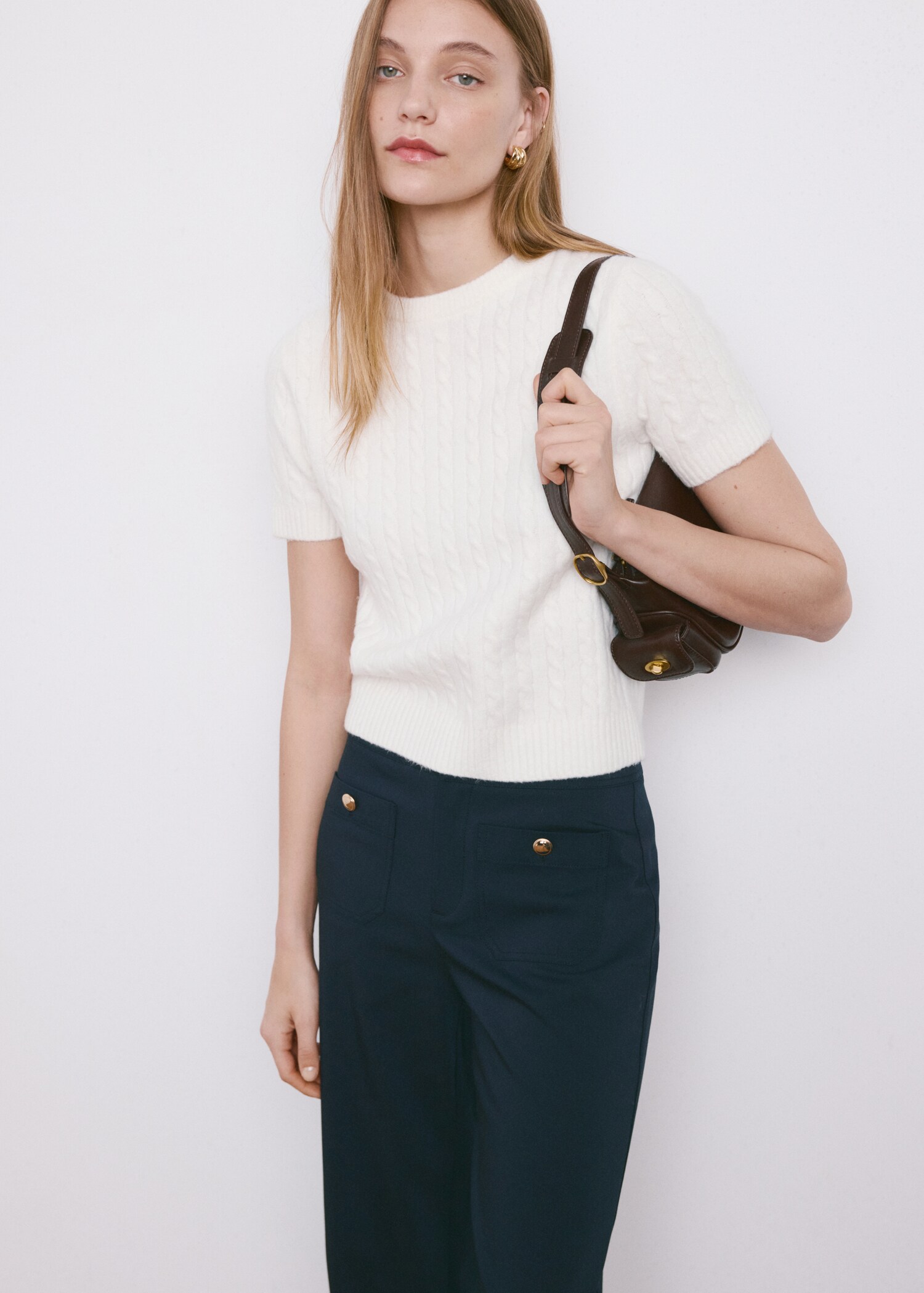 Straight trousers with jewel buttons - Details of the article 1