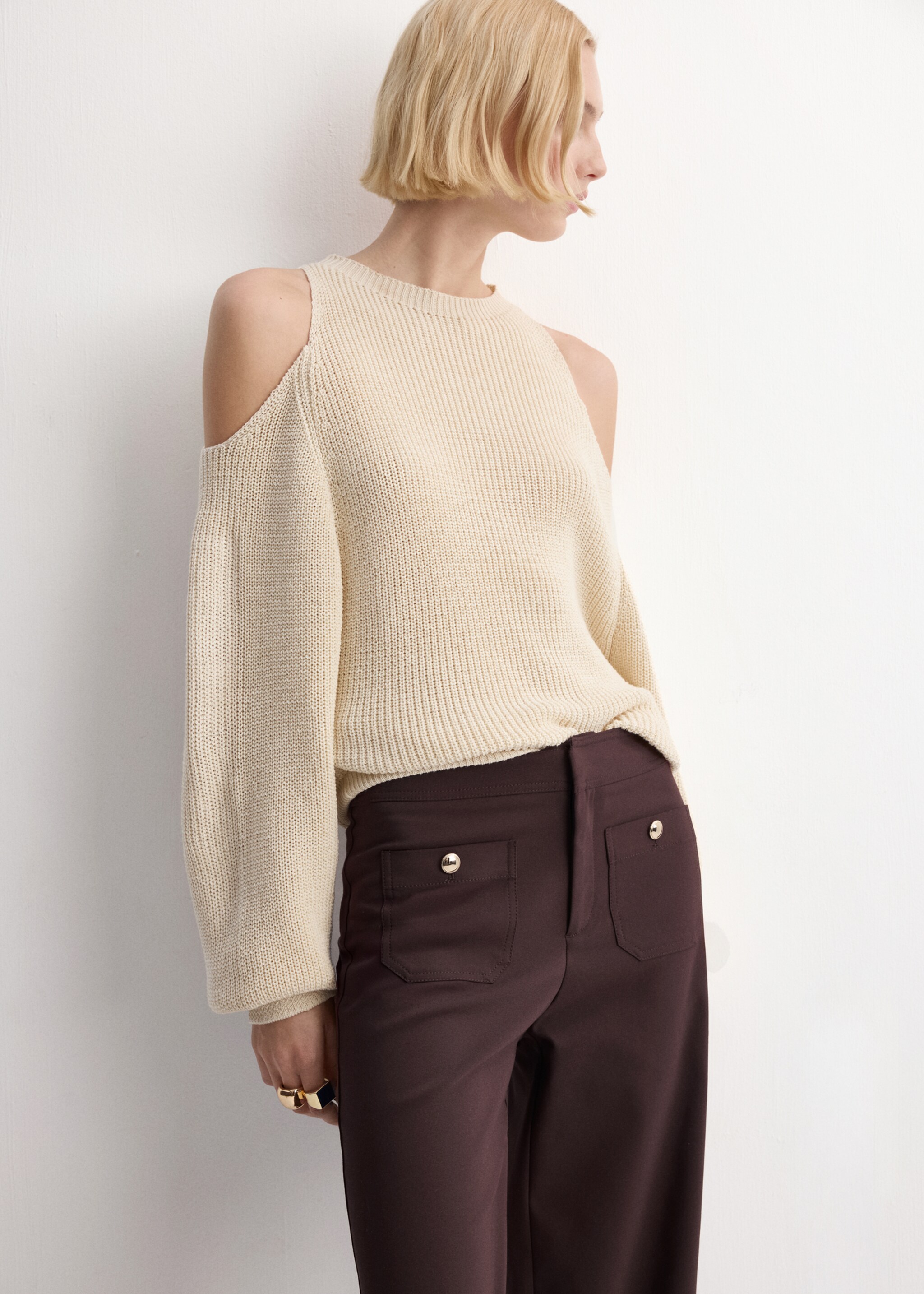 Pantalon droit boutons bijou - Détail de l'article 1, Lie de vin. Ref: 27074094-00.