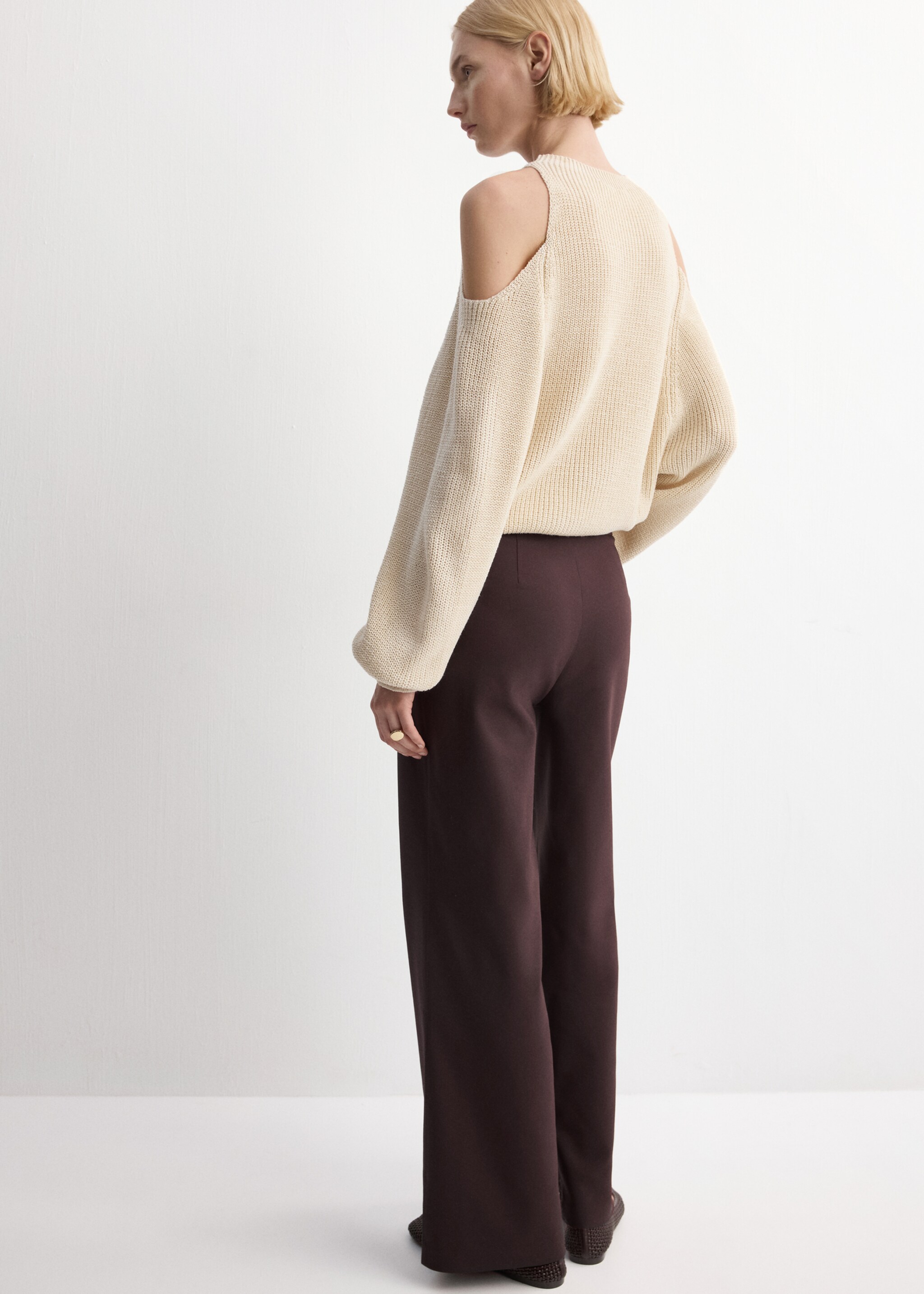 Pantalon droit boutons bijou - Verso de l’article, Lie de vin. Ref: 27074094-00.