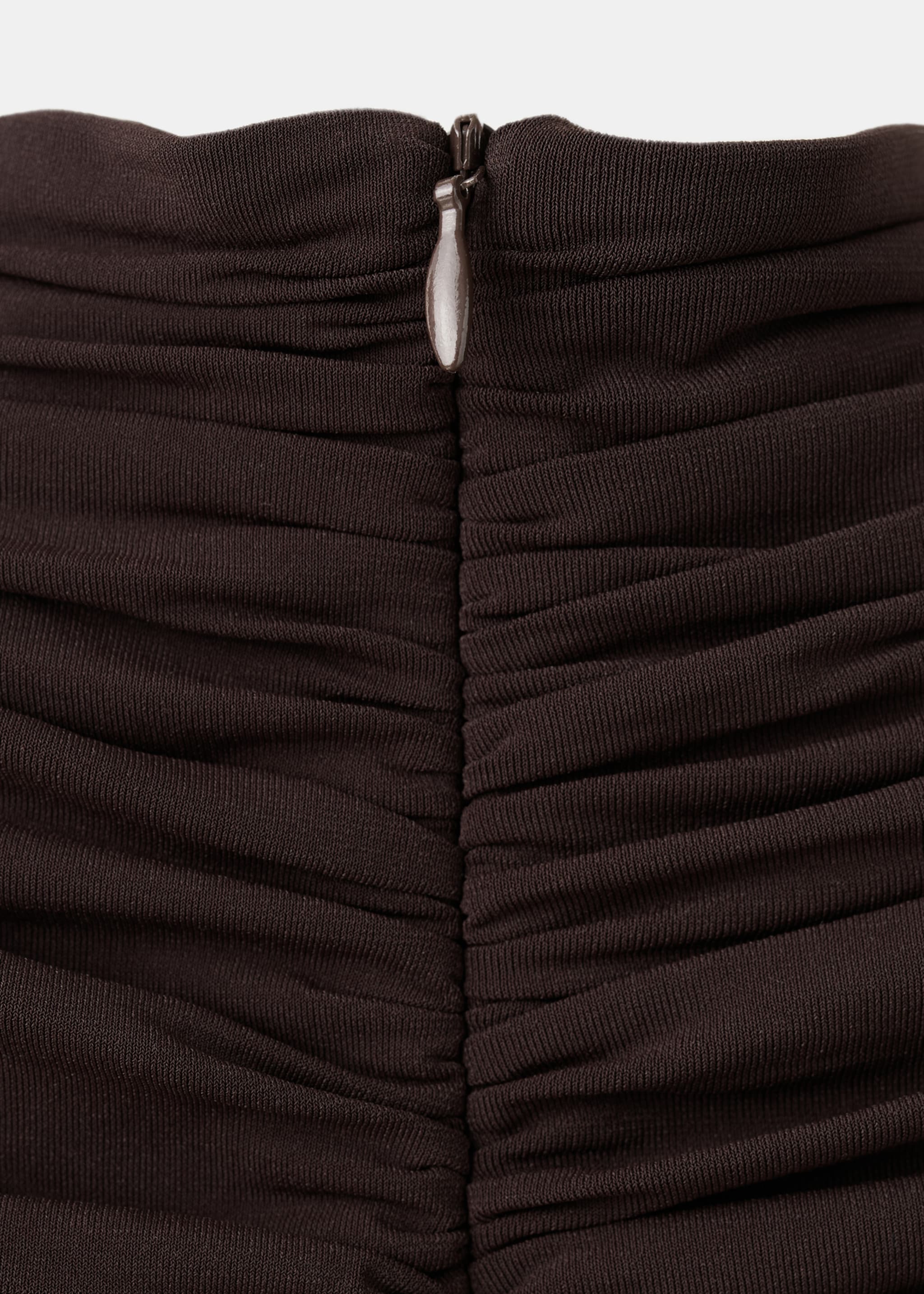 Flared dress with gathered body - Details of the article 0, Brown. Ref: 27074095-00.