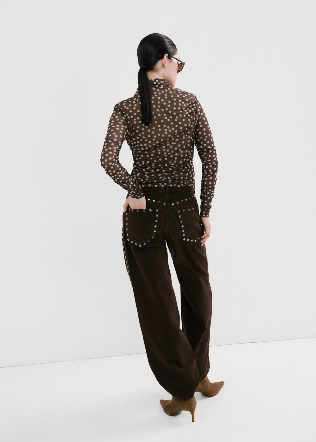 Ruched polka dot tee