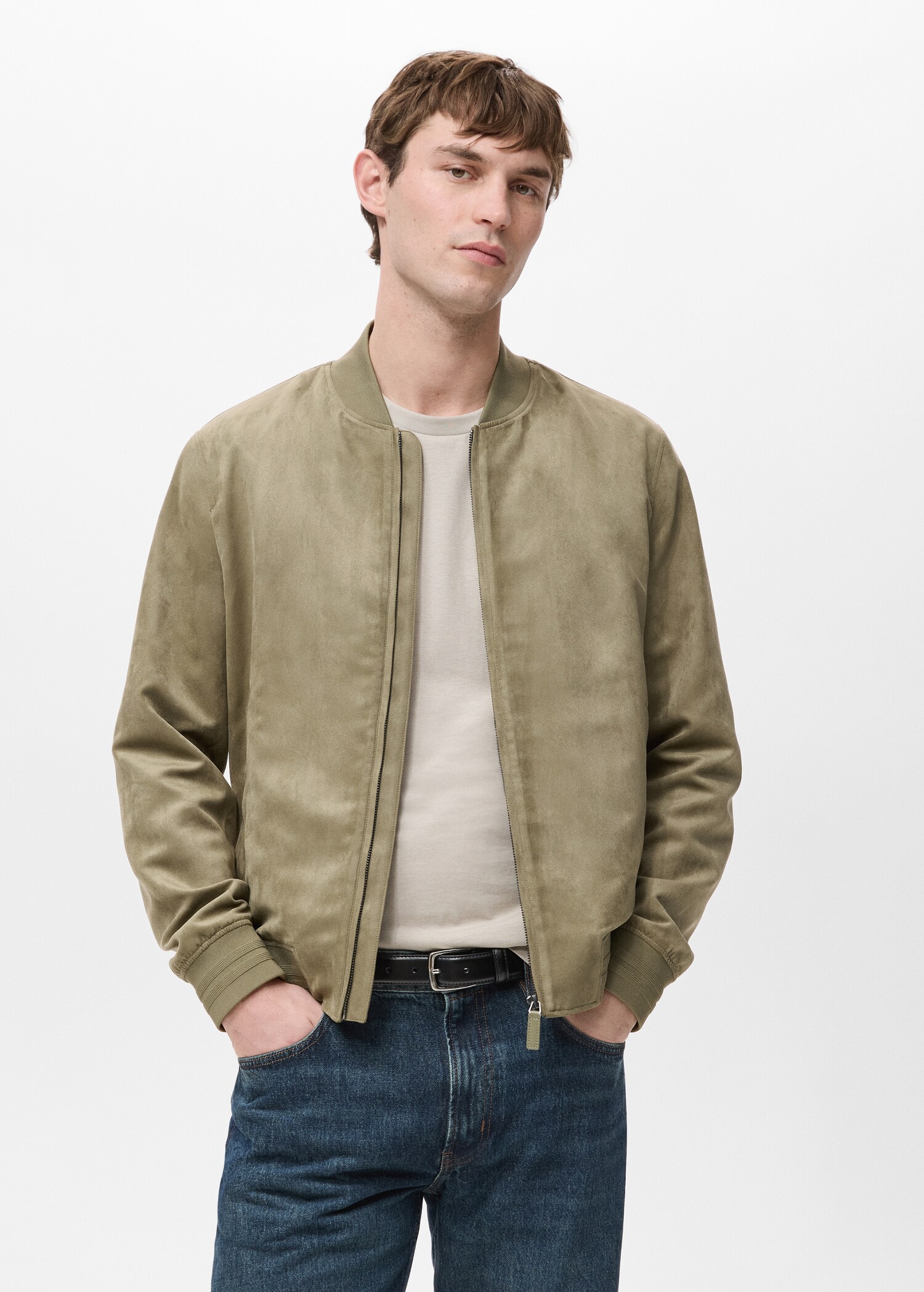 سترة بومبر بتأثير الجلد المدبوغ - رؤية وسط