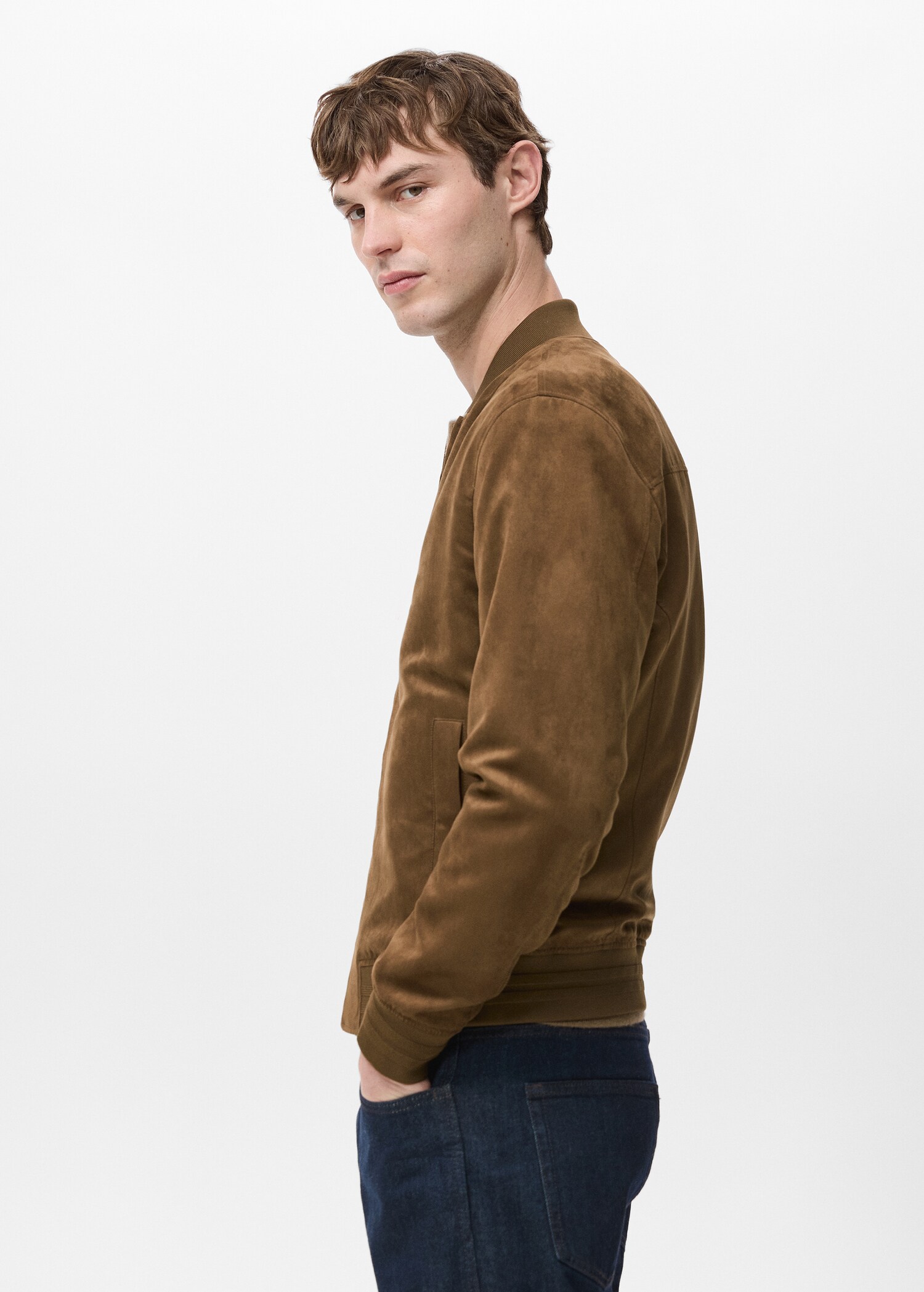 سترة بومبر بتأثير الجلد المدبوغ - تفاصيل المنتج 2