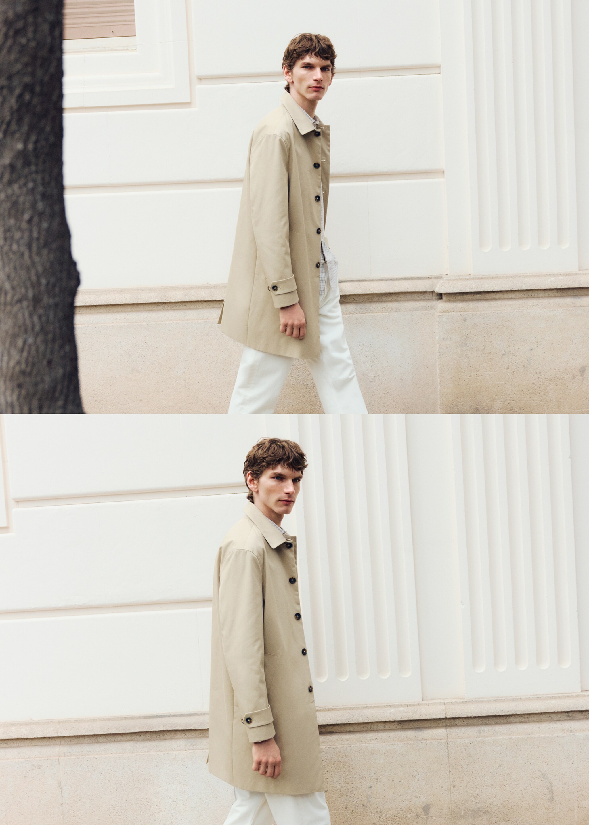 Water-repellent gabardine with pockets - Details of the article 3, Beige. Ref: 27074405-00.