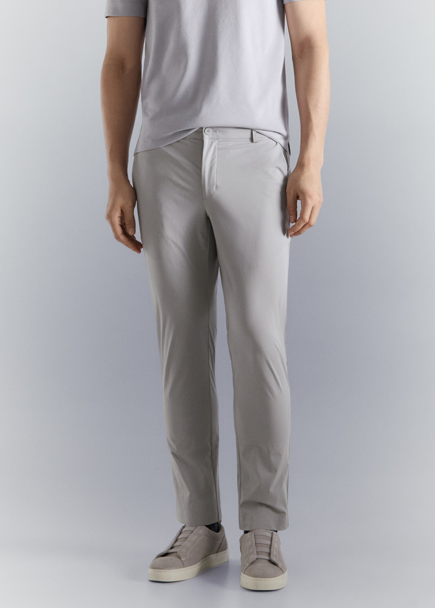 Slim-fit water-repellent trousers - Medium plane