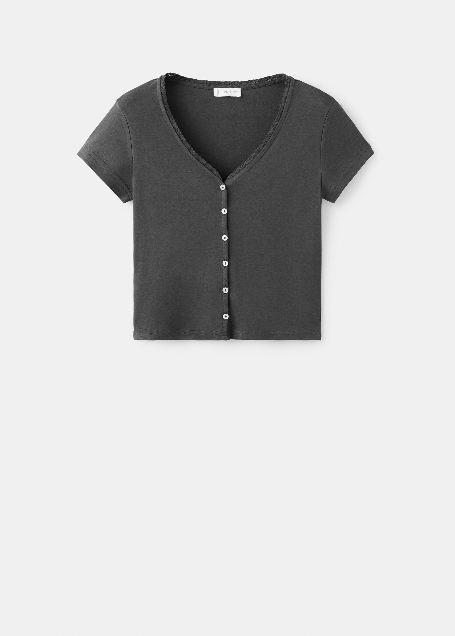 Buttoned cotton T-shirt - Article without model