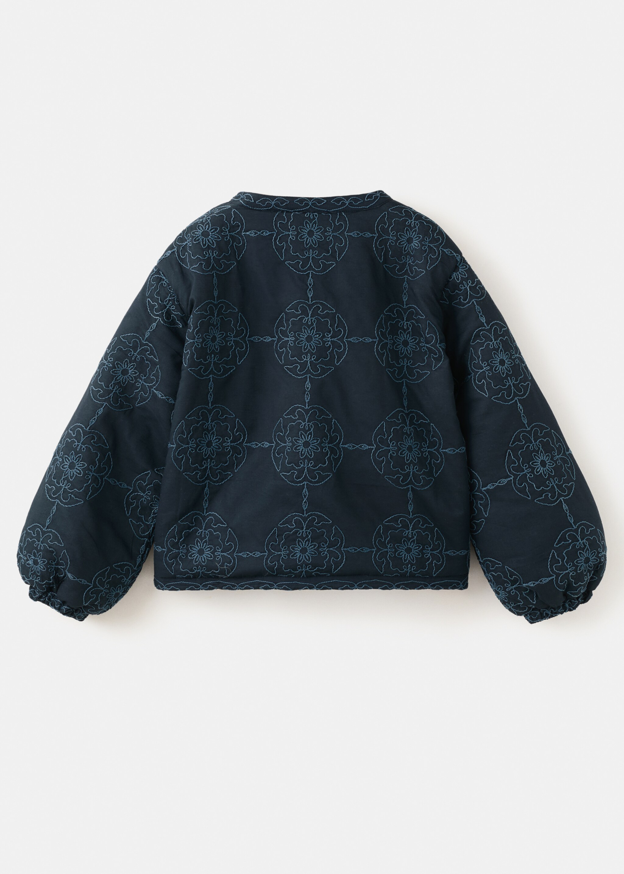 Quilted jacket with embroidered details - Reverse of the article, Navy. Ref: 27074416-00.