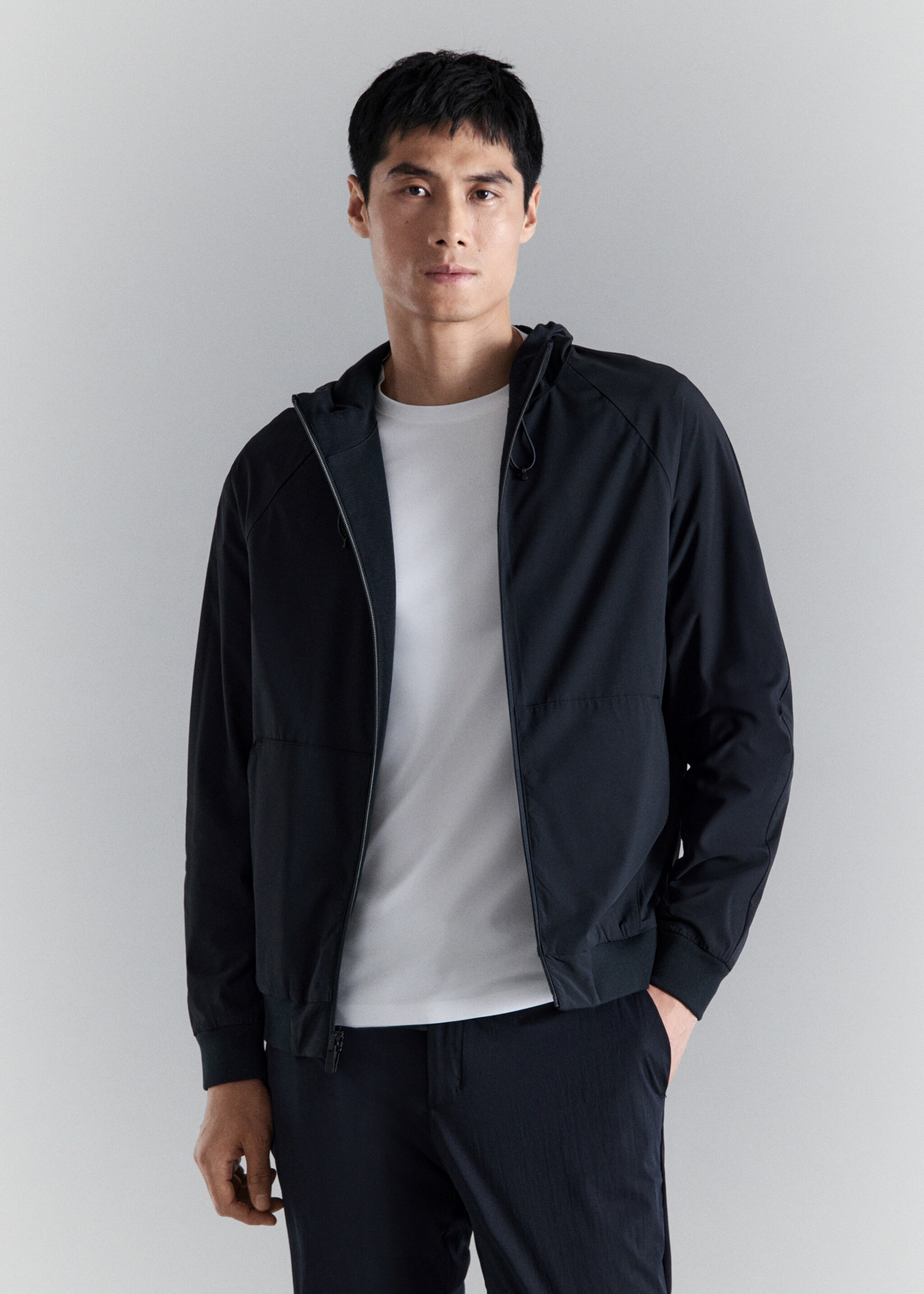 Двусторонняя толстовка с молнией - Средний план, Глубокий темно-синий. Ref: 27074425-00.