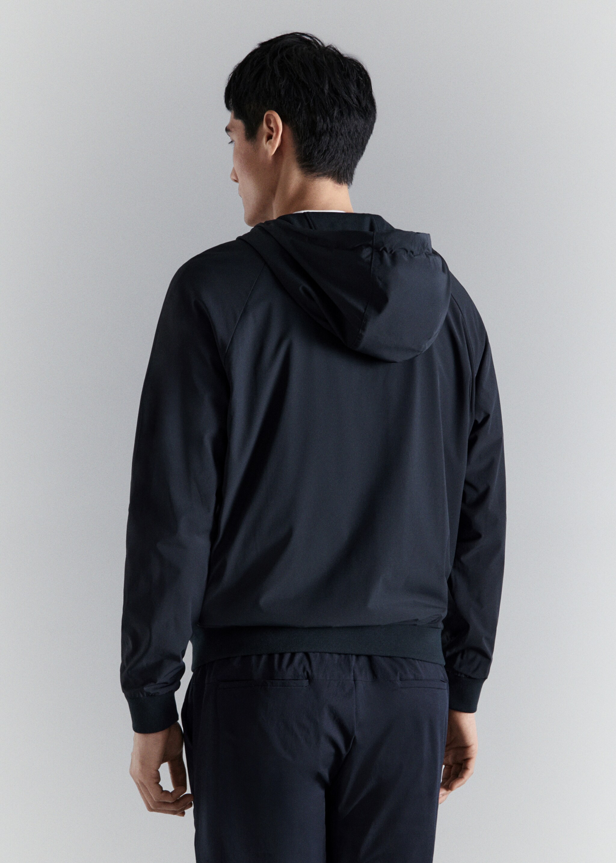 Двусторонняя толстовка с молнией - Обратная сторона изделия, Глубокий темно-синий. Ref: 27074425-00.