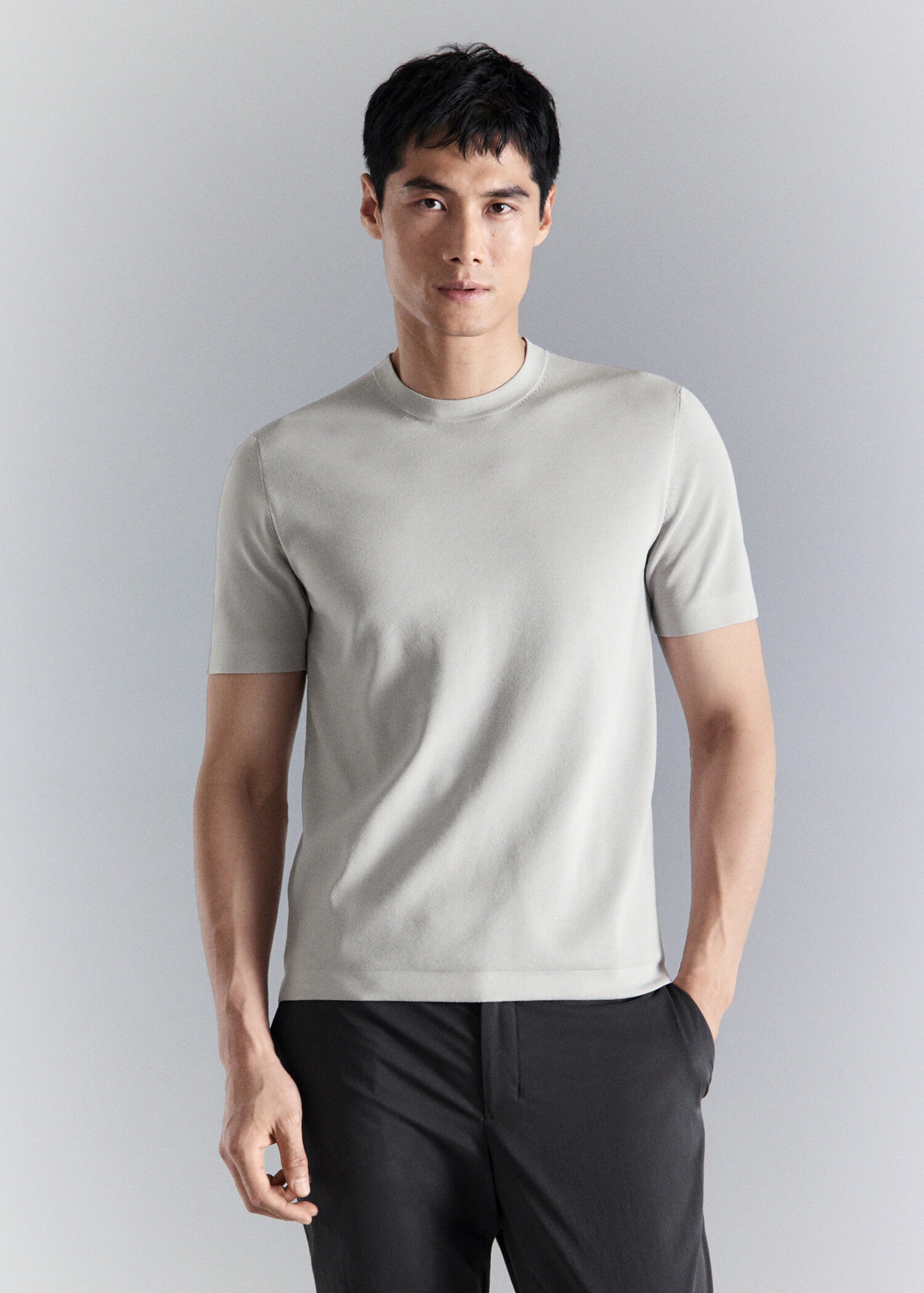 T-shirt confort en maille extensible - Plan moyen