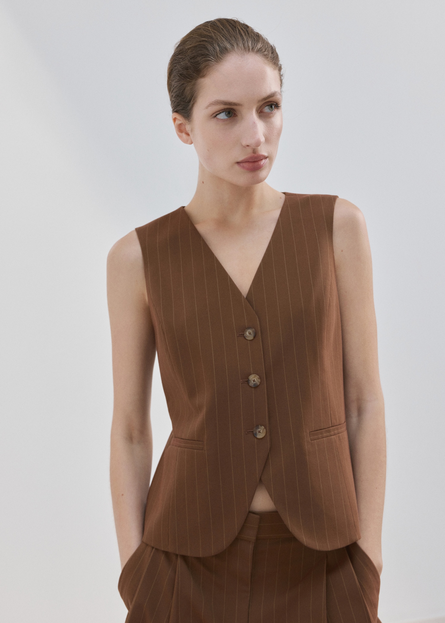 Pinstriped suit waistcoat - Medium plane