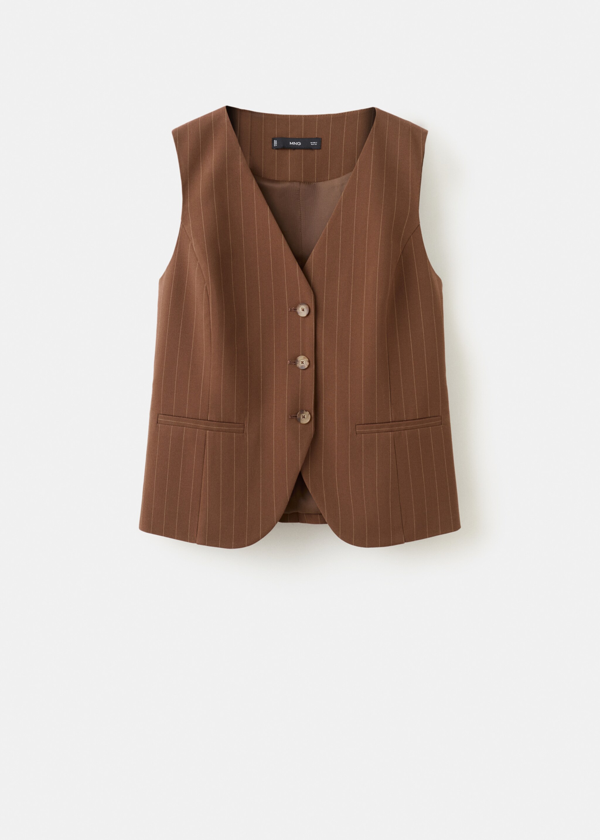 Pinstriped suit waistcoat - Article without model, Caramel. Ref: 27074429-00.