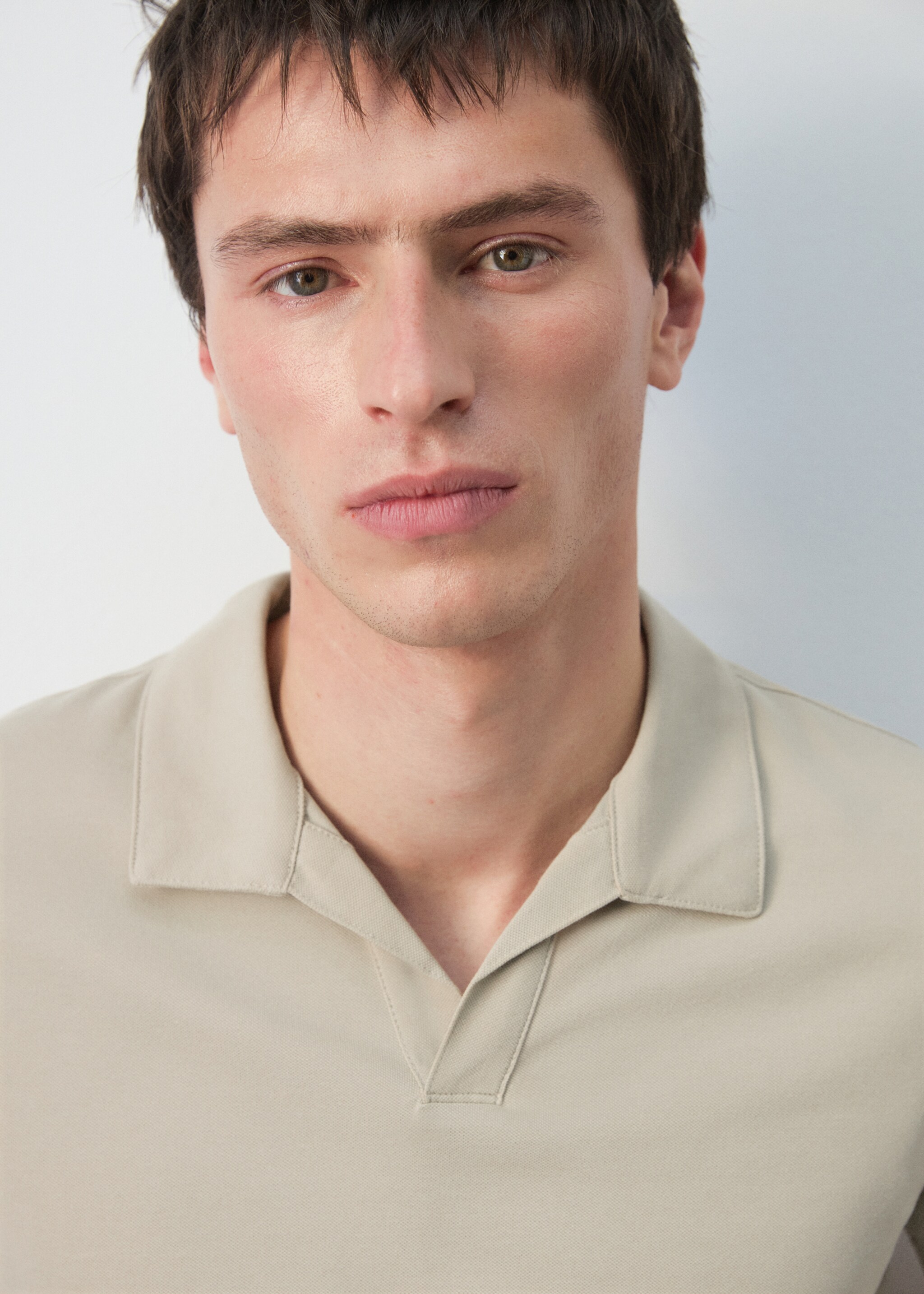 修身版型珠地布Polo衫 - null, 米黄色. Ref: 27074430-00.