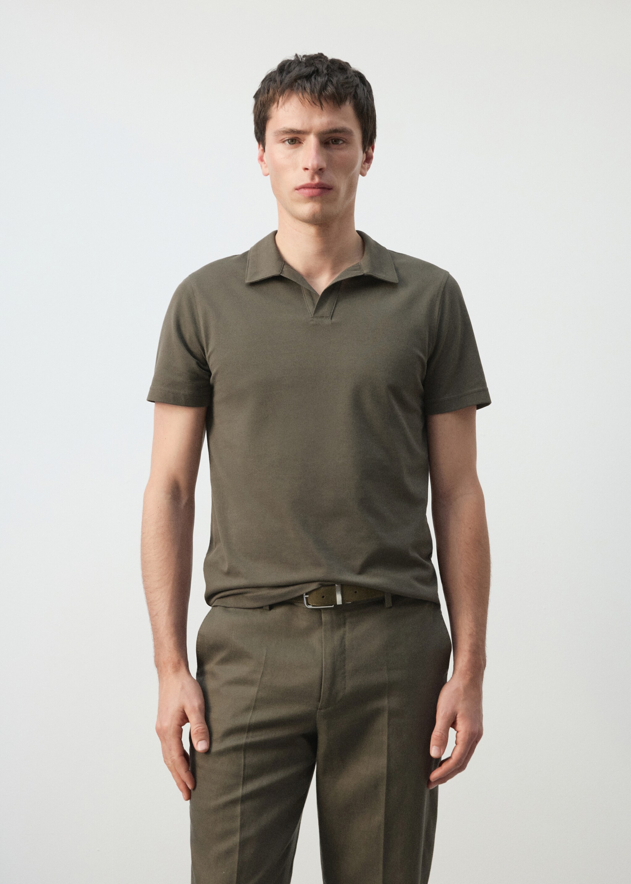 Slim fit piqué polo - Medium plane, Dark Green. Ref: 27074430-00.