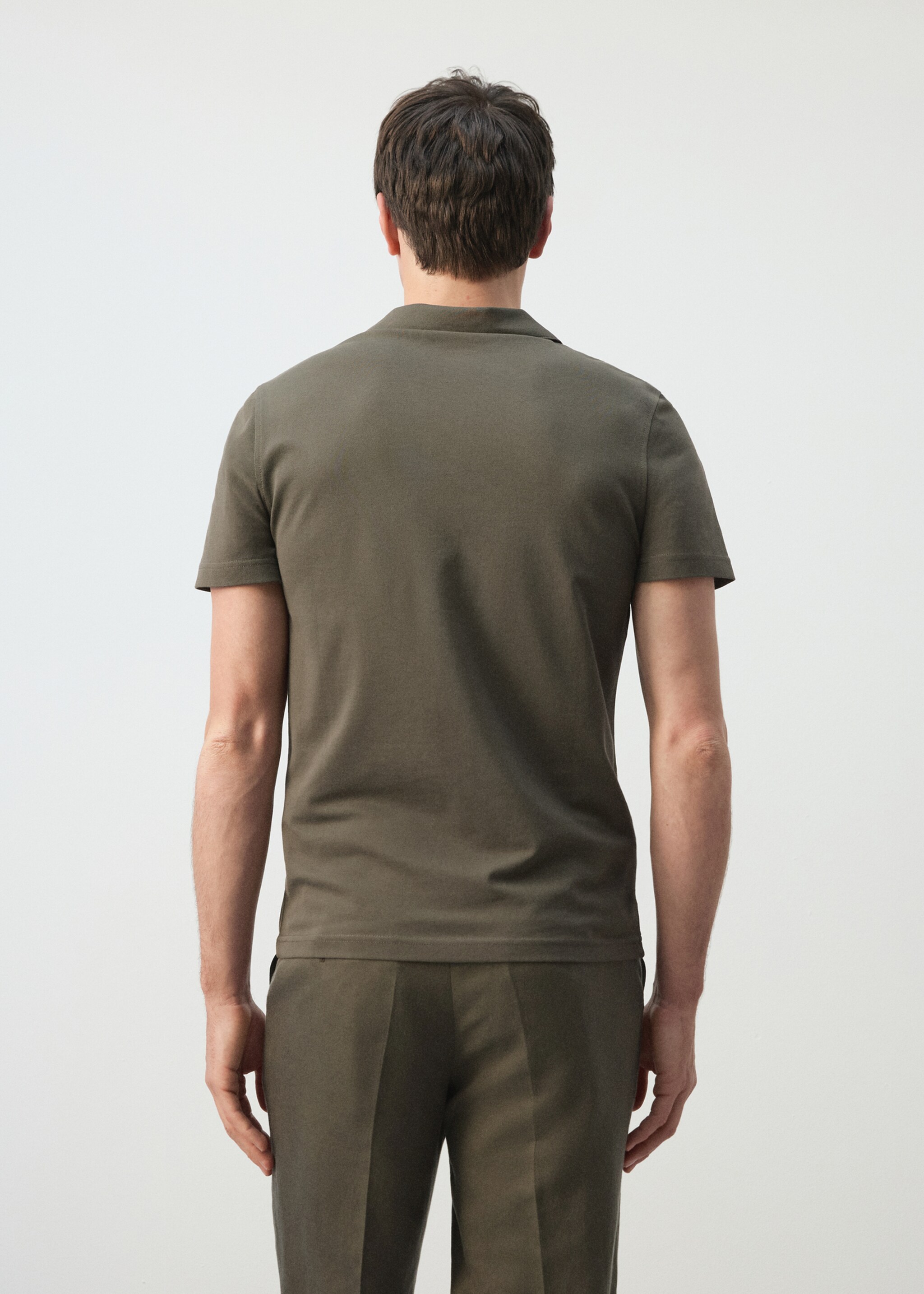 Slim fit piqué polo - Reverse of the article, Dark Green. Ref: 27074430-00.