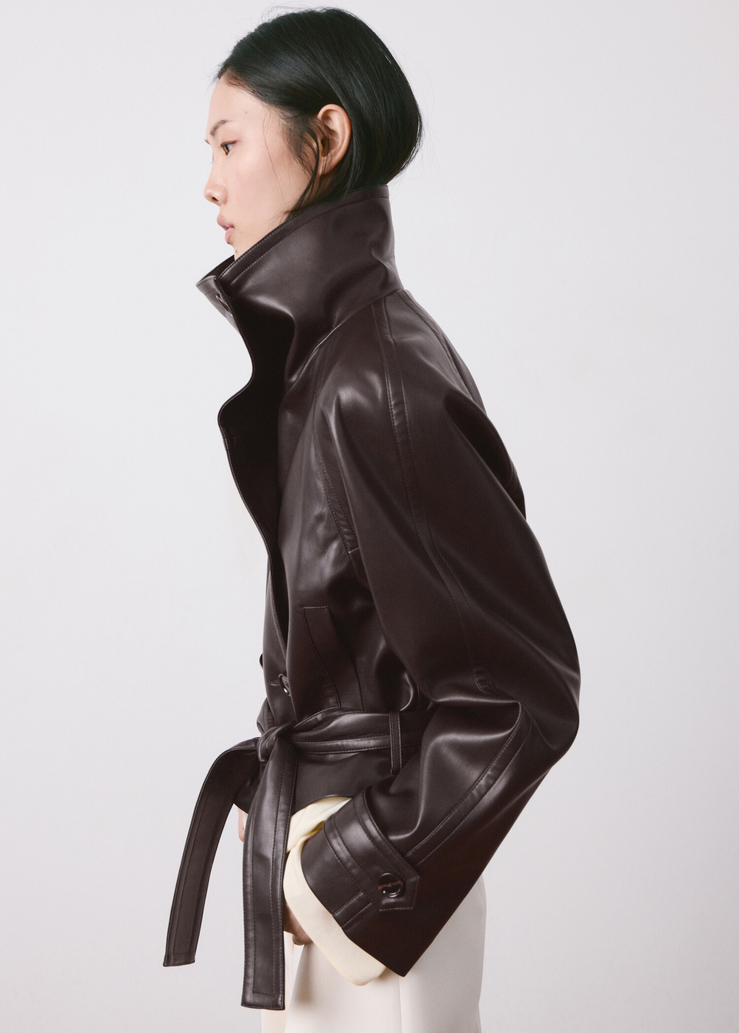 Faux-leather jacket with maxi lapels - Medium plane