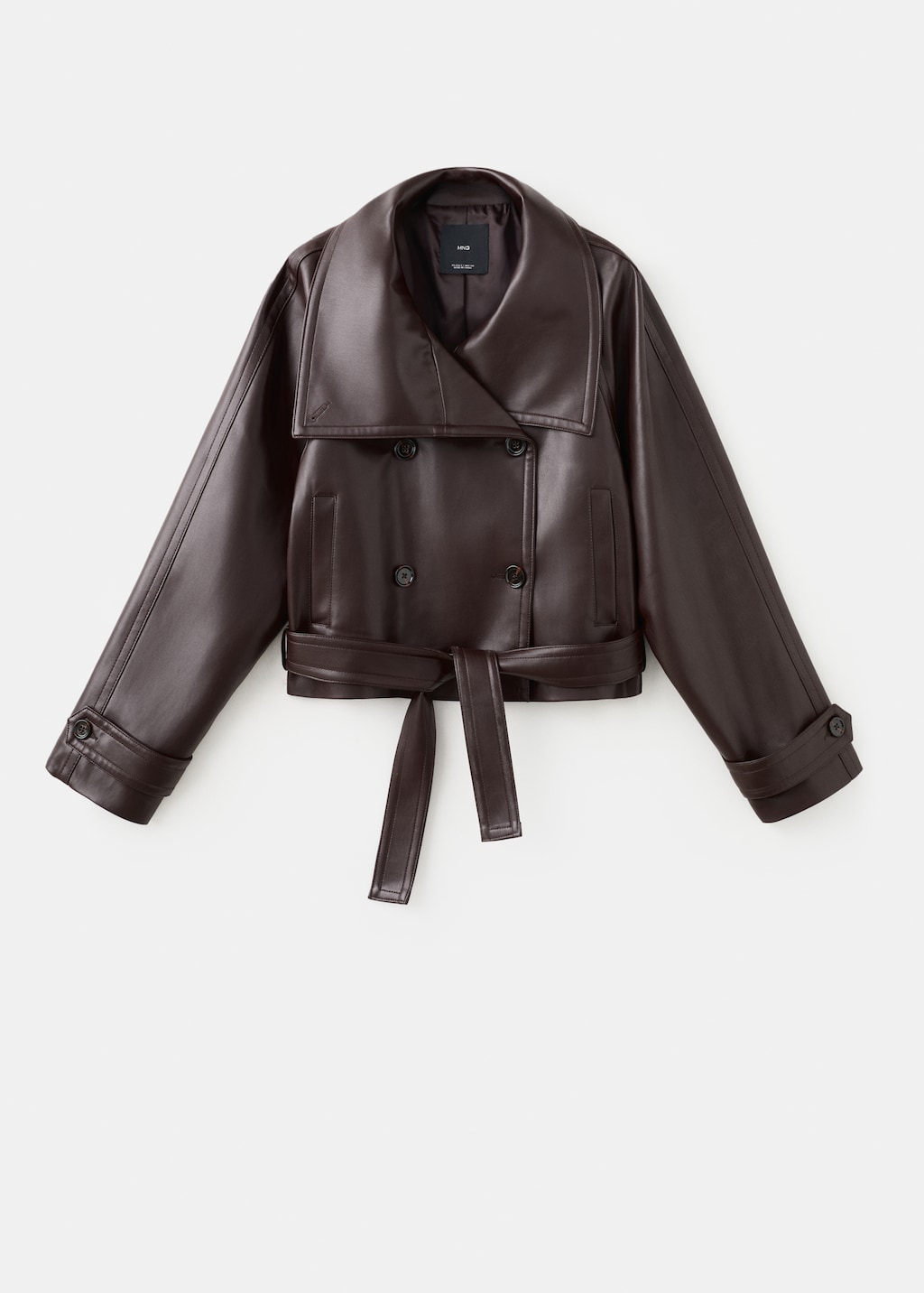 Faux-leather jacket with maxi lapels - image 2