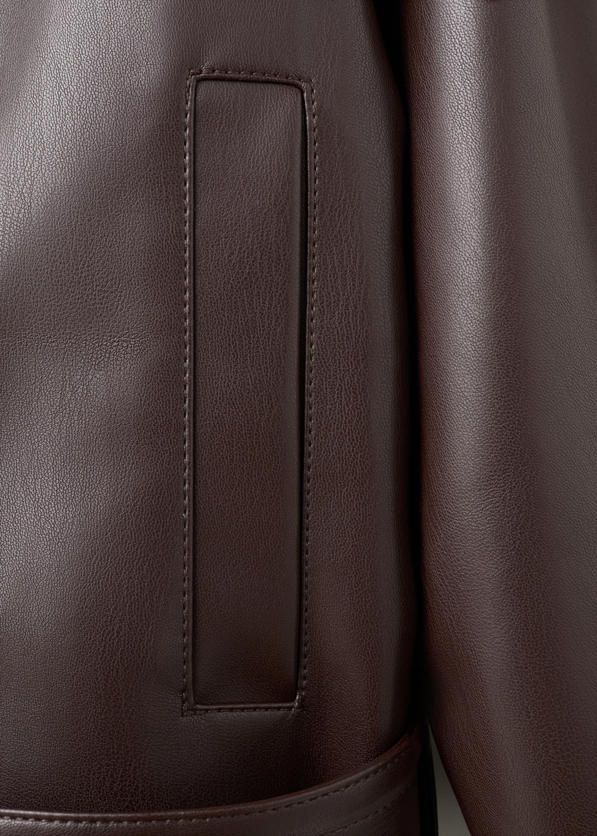 Faux-leather jacket with maxi lapels - Details of the article 0, Maroon. Ref: 27074433-00.
