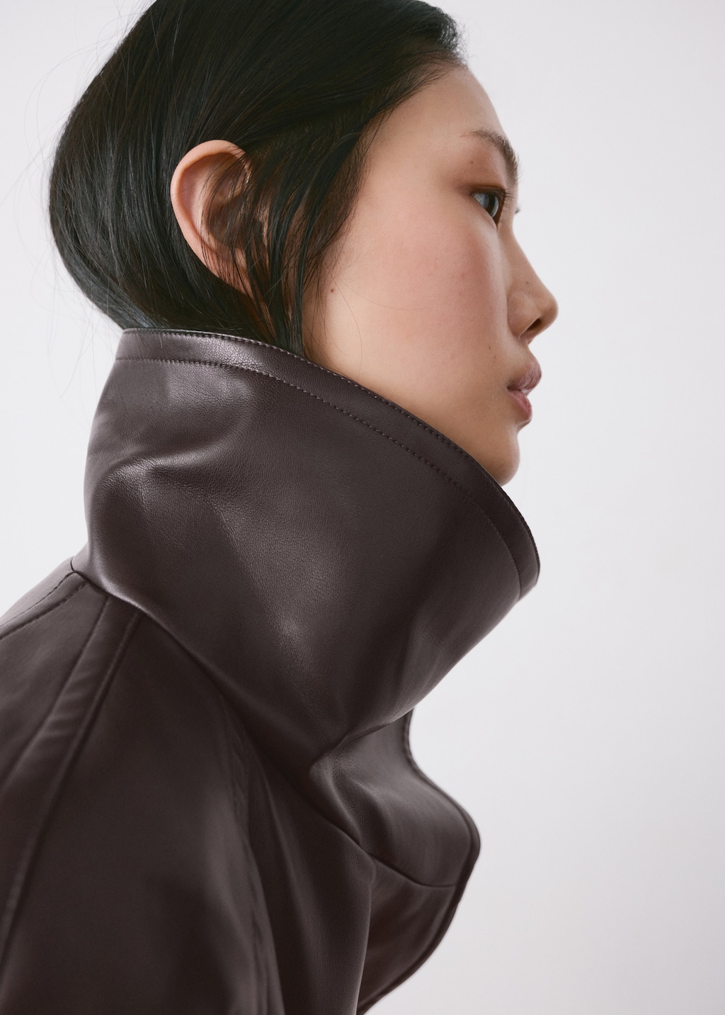 Faux-leather jacket with maxi lapels - image 5