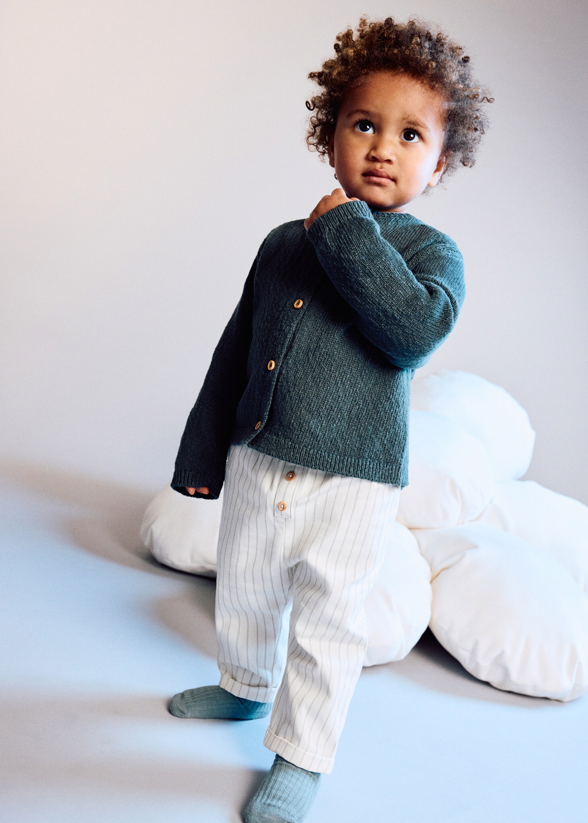 Striped cotton trousers - Details of the article 5, Off White. Ref: 27074436-00.