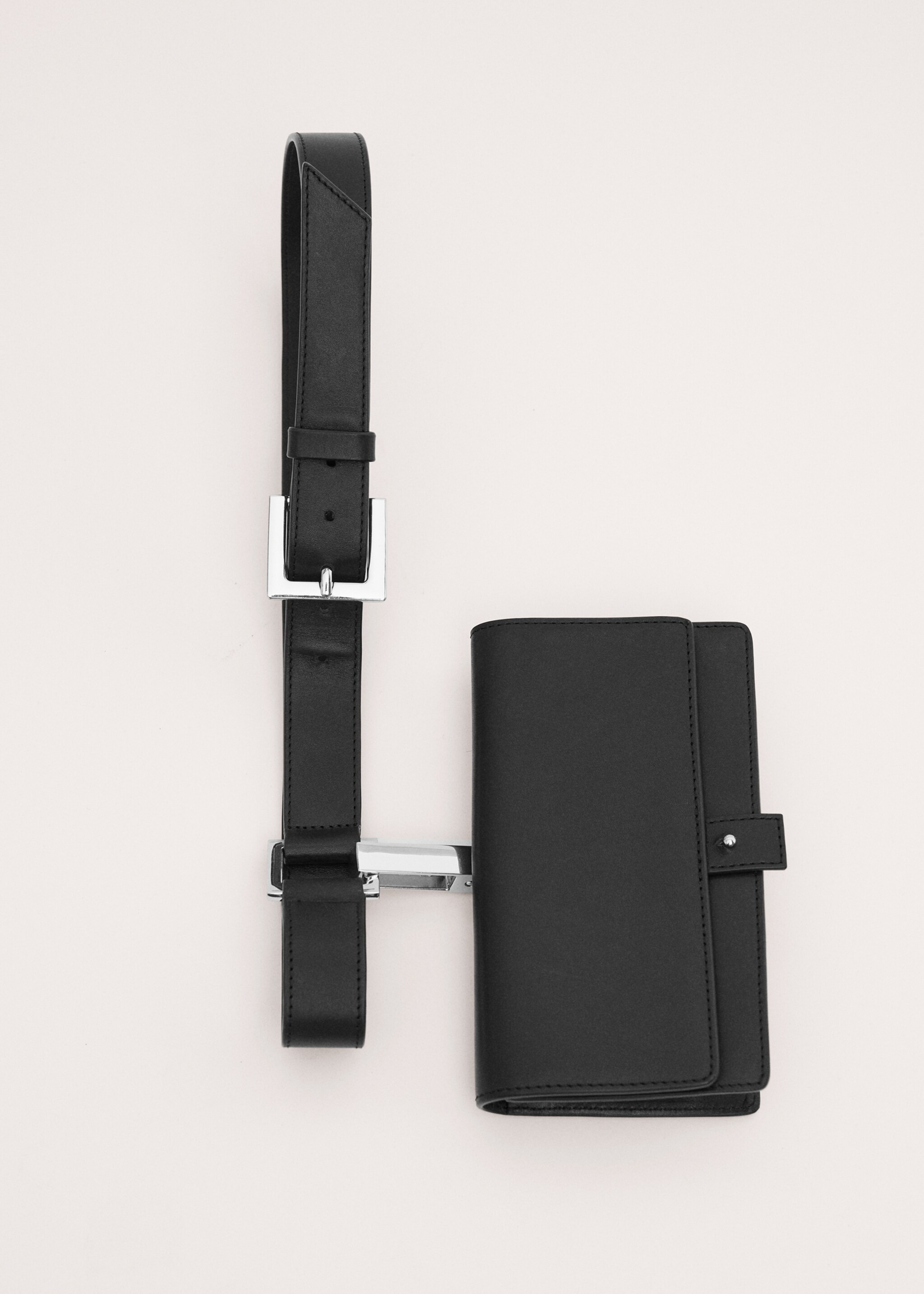 Ремень из 100% натуральной кожи со съемным кошельком - Деталь изделия 4, Черный. Ref: 27074443-00.