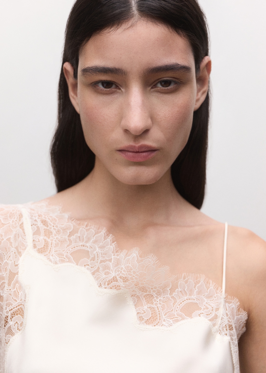 Asymmetric satin lace top - image 5