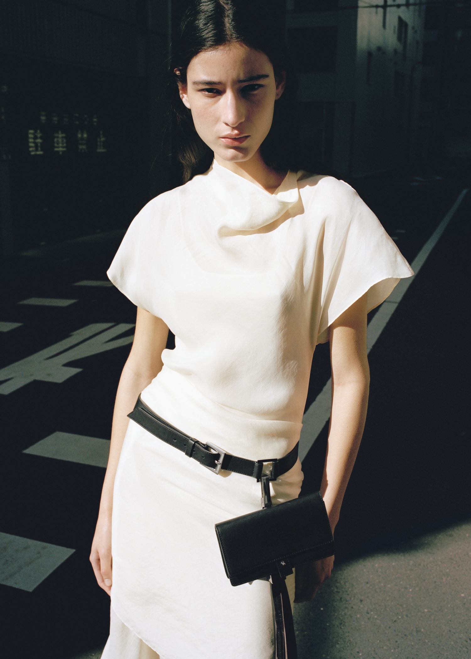 Lyocell combined dress with scarf detail - Medium plane