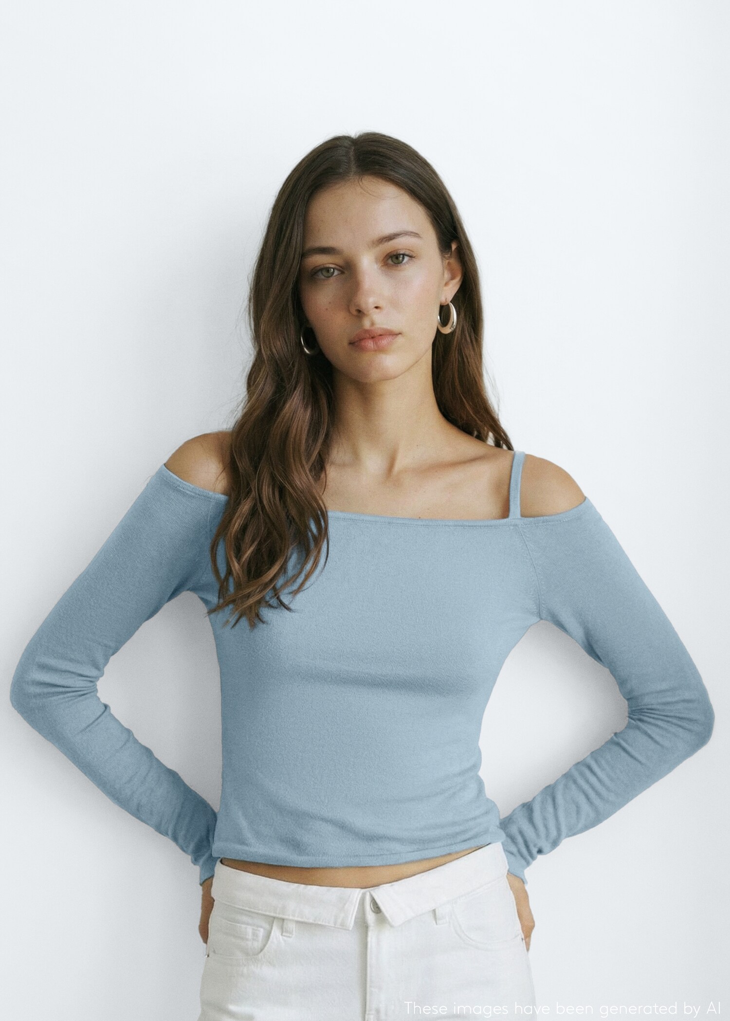 Svetr s výstřihem bez ramínek - Náhled ve středové rovině