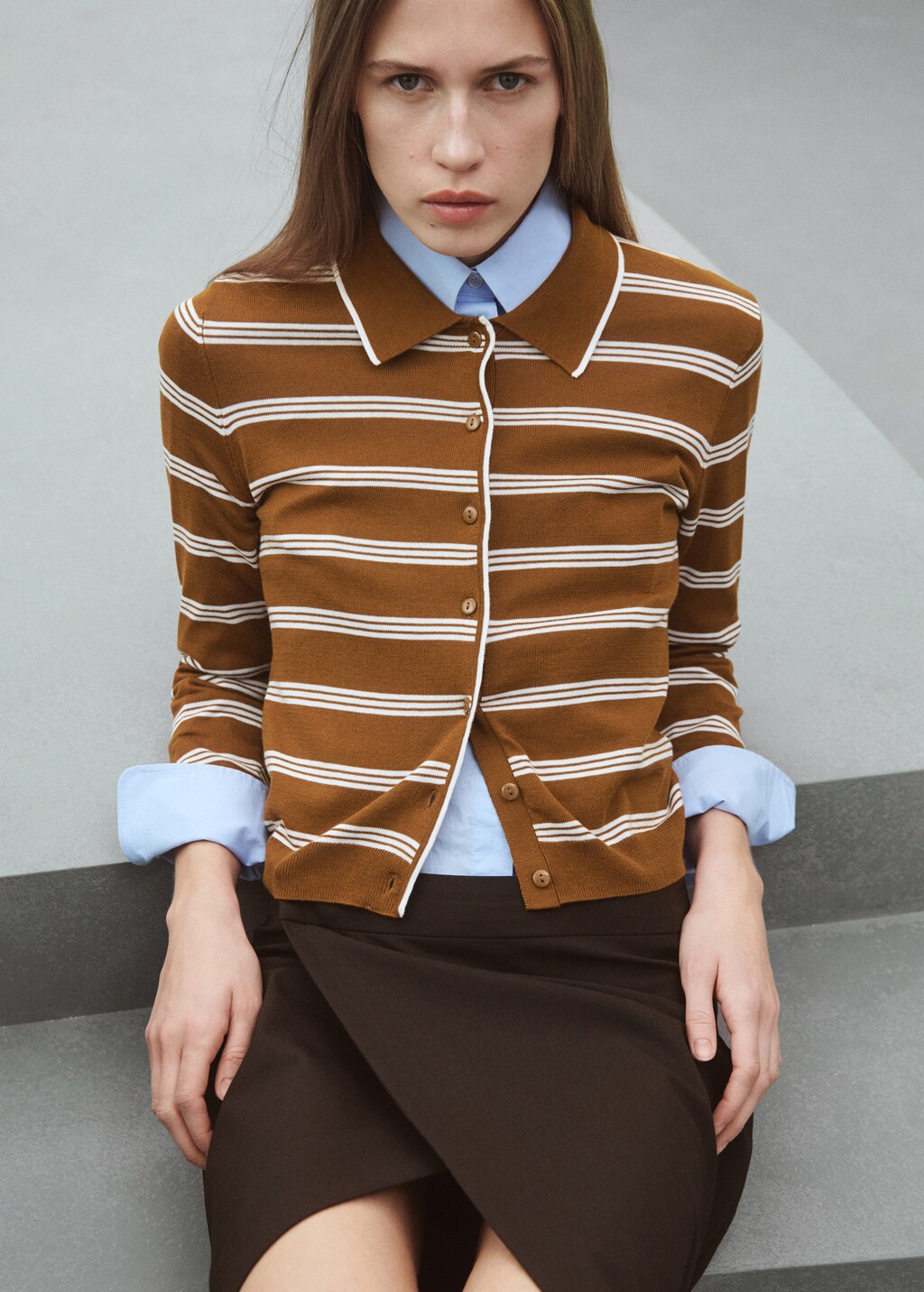 Cardigan with shirt collar - image 4