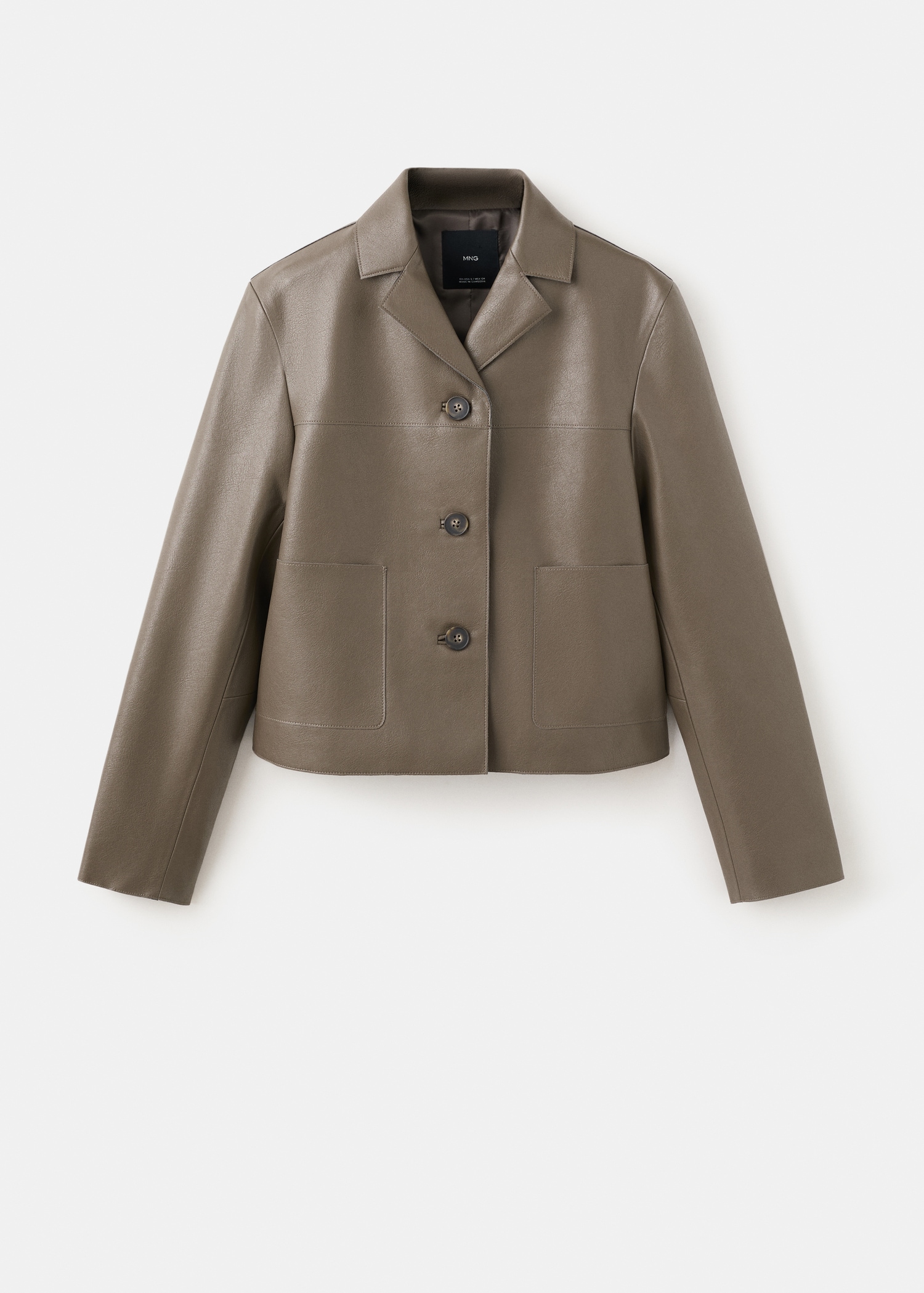 Faux-leather jacket with pockets - Article without model