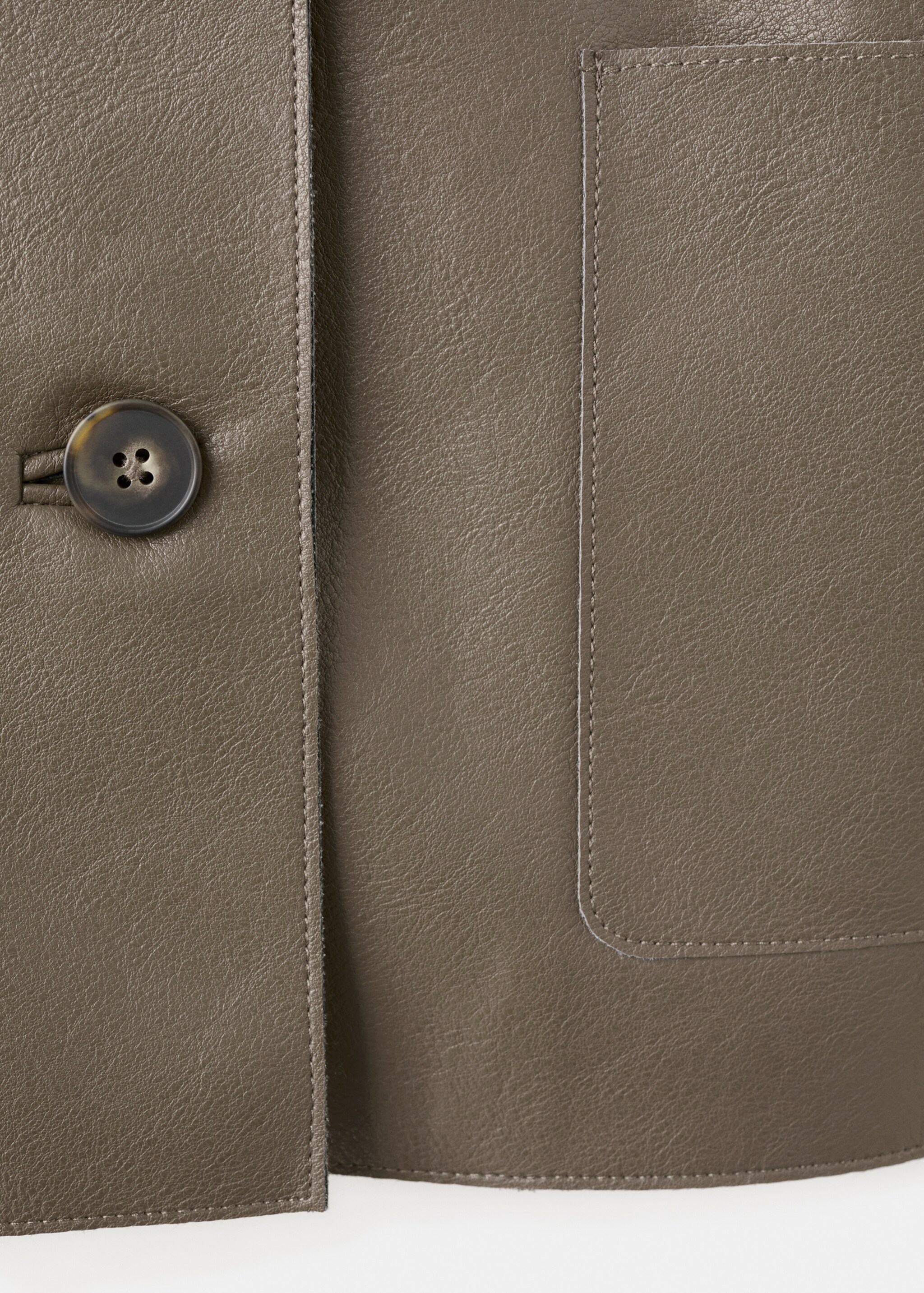 Faux-leather jacket with pockets - Details of the article 0, Olive Green. Ref: 27074780-00.