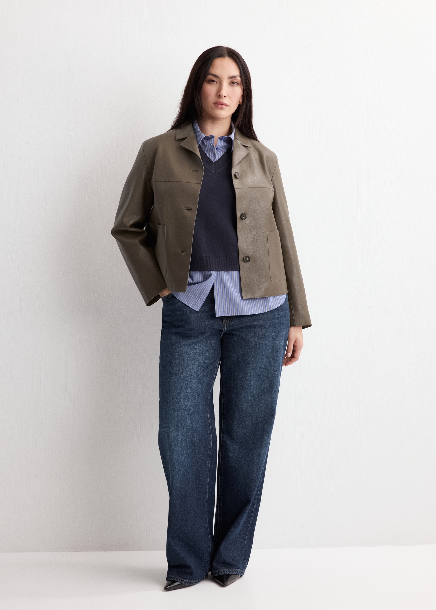 Faux-leather jacket with pockets - Details of the article 3