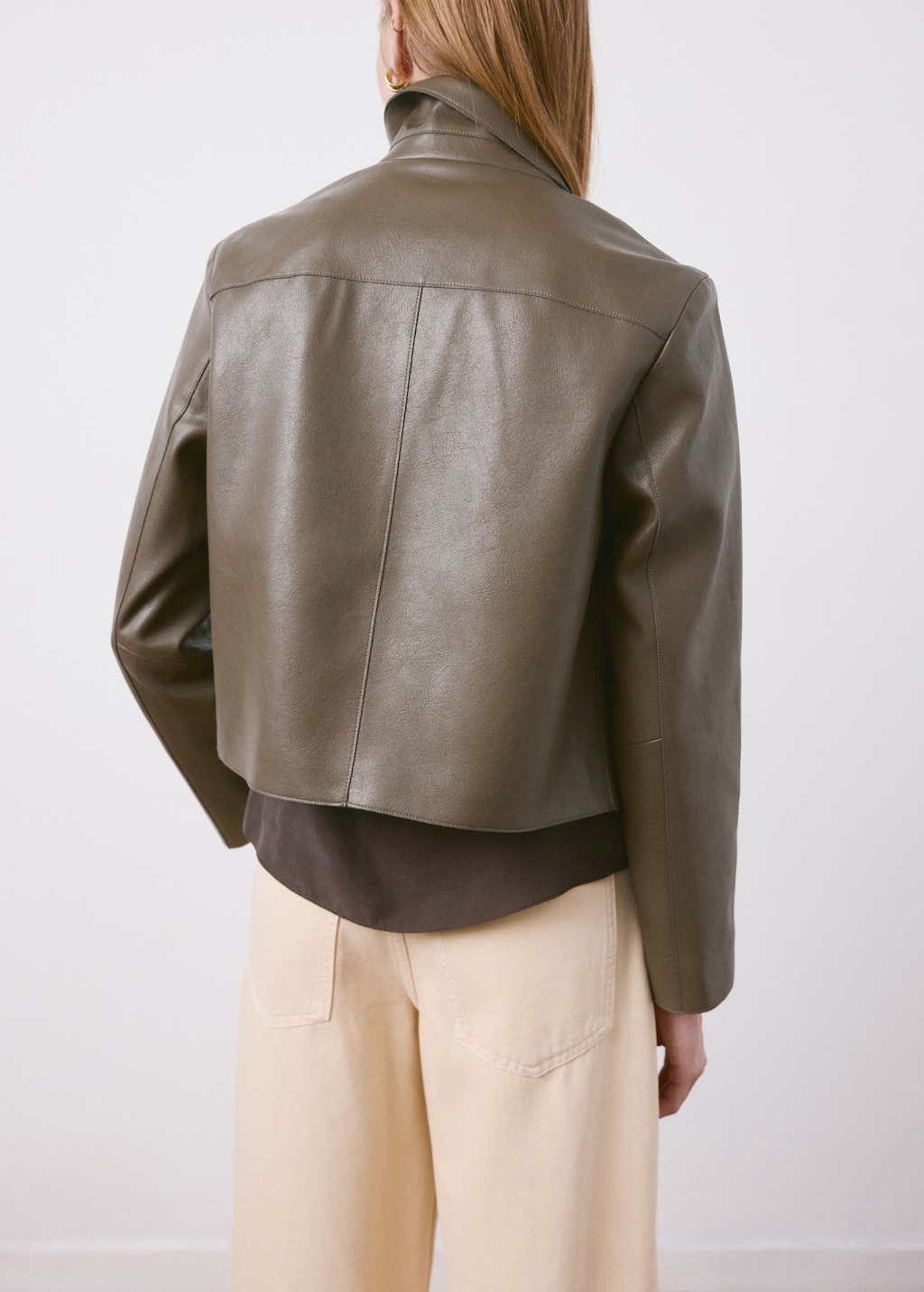Faux-leather jacket with pockets - image 3