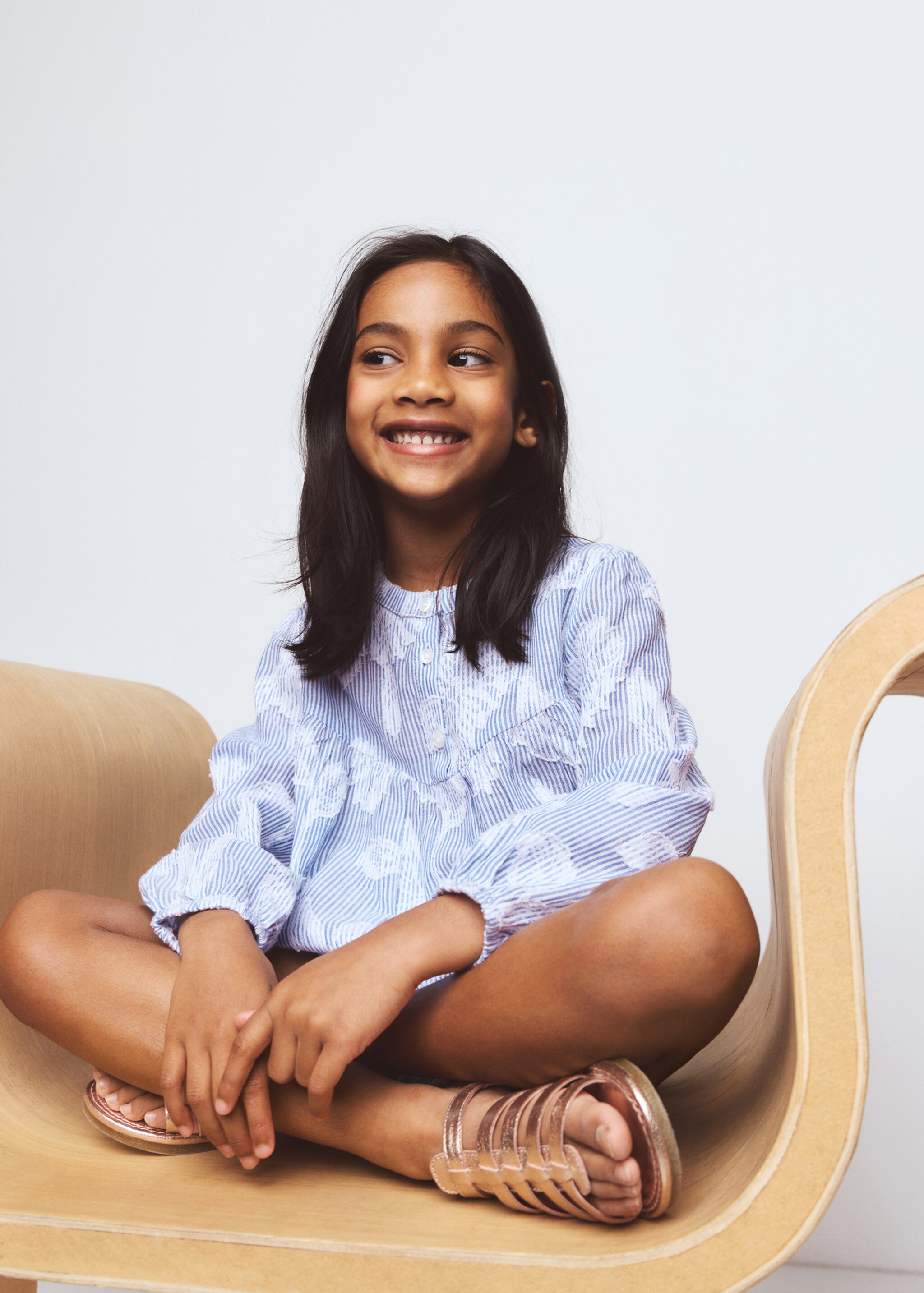 Bluzka z kwiatowym haftem - Szczegóły artykułu 1, Niebieski (chińska porcelana). Ref: 27075145-00.