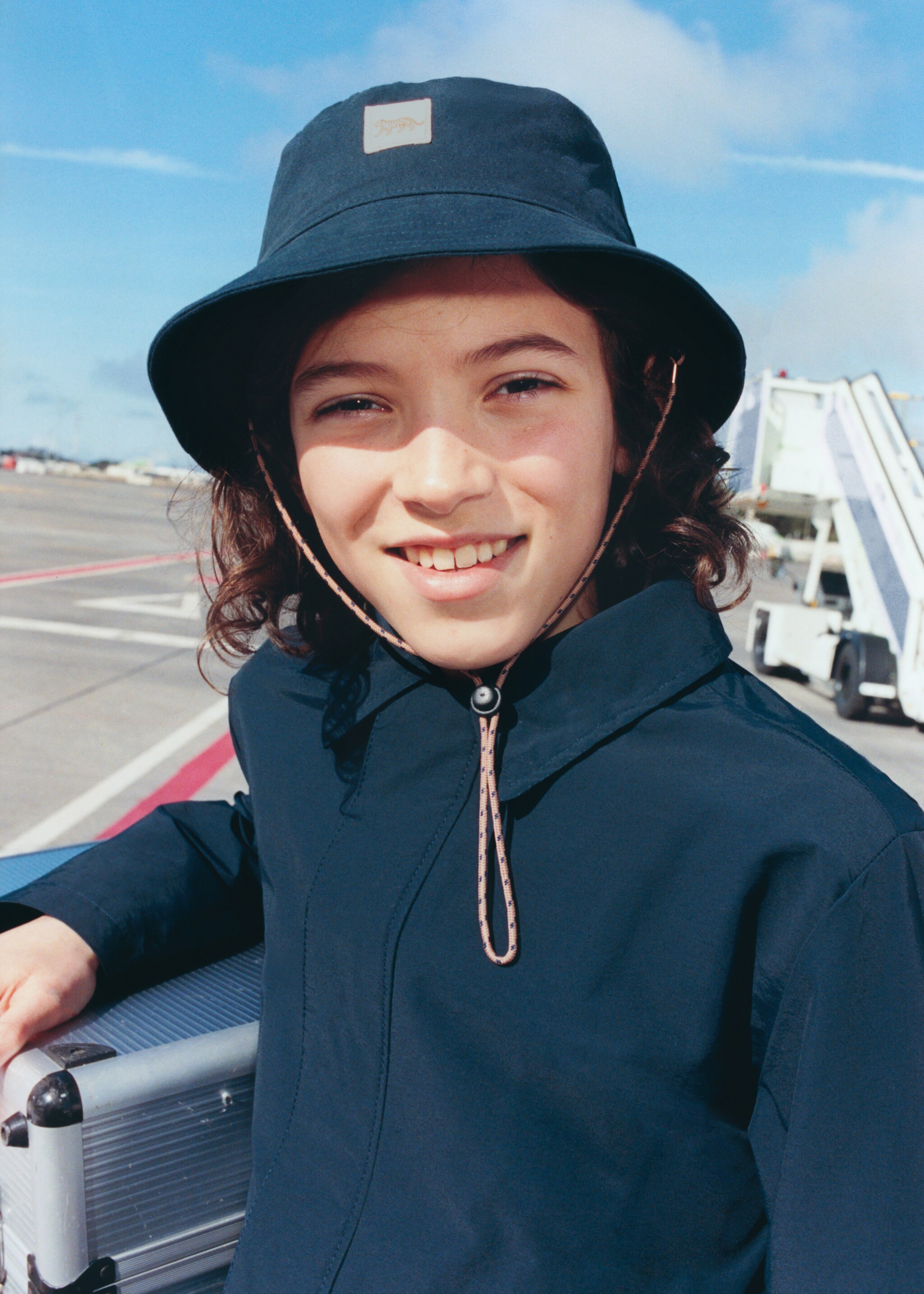 Cotton jacket with shirt collar - Details of the article 5, Navy. Ref: 27075146-00.