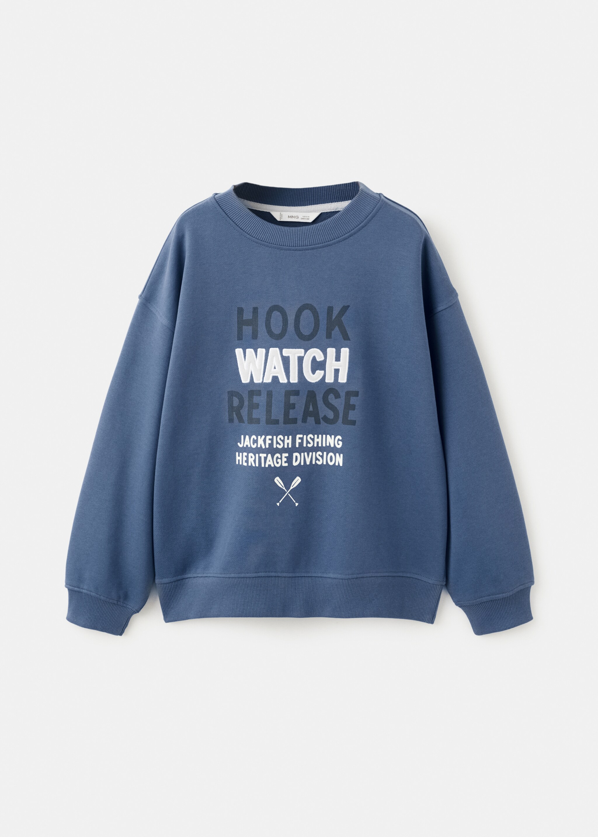 Cotton sweatshirt with text - Article without model, Blue. Ref: 27075148-00.