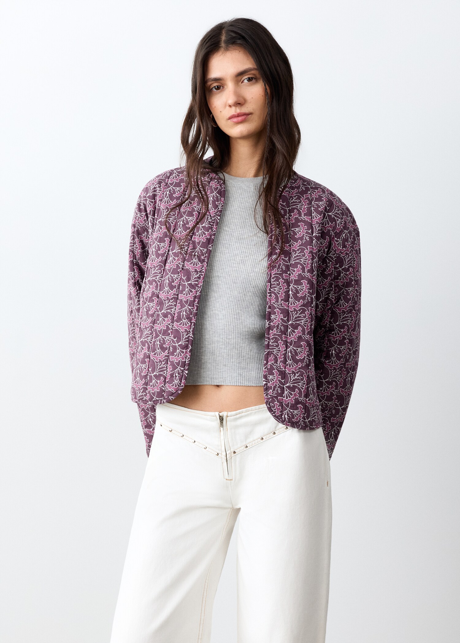 Chaqueta acolchada estampada - Plano medio