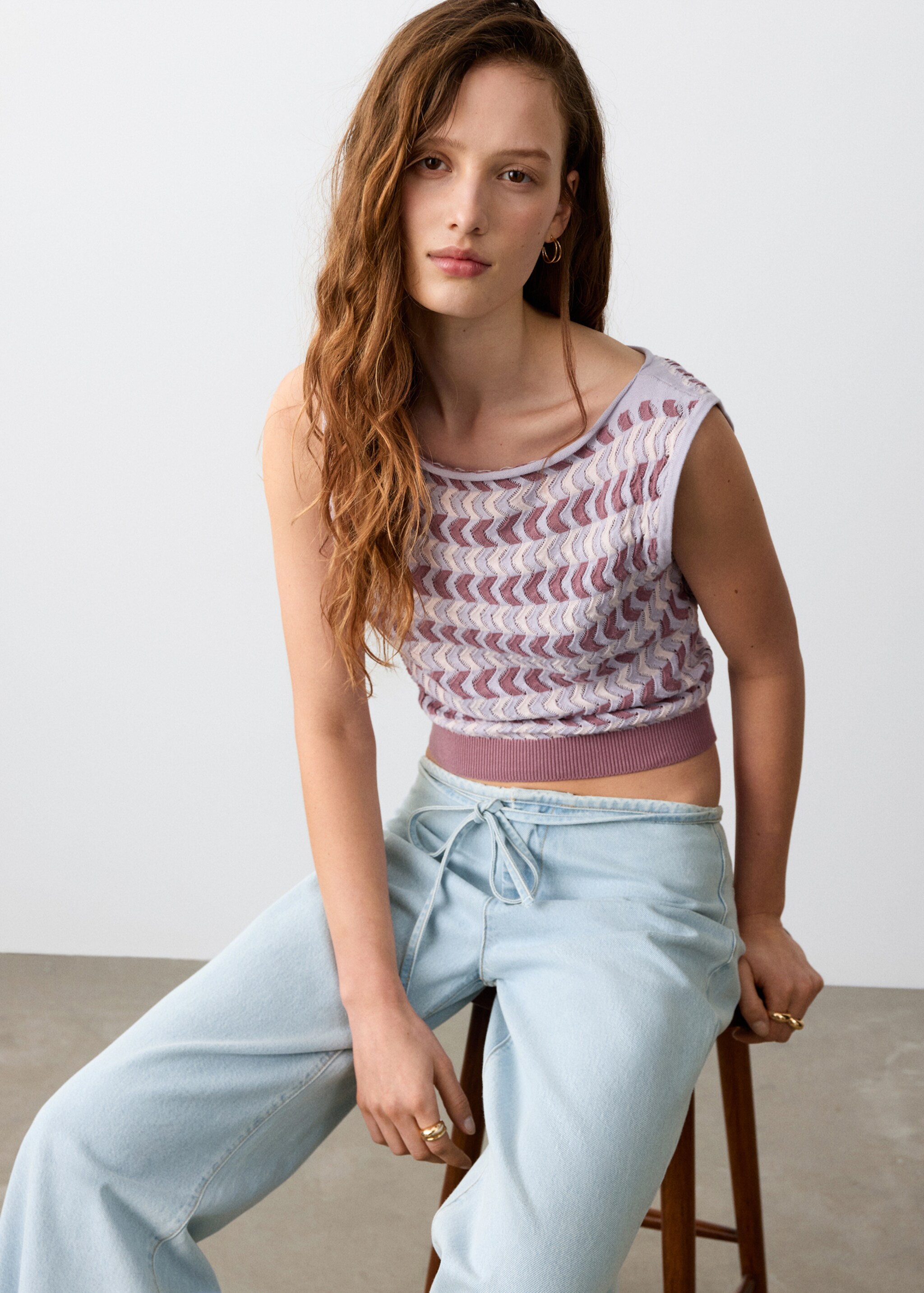 Jean wide leg nœud - Détail de l'article 1, Bleu délavé. Ref: 27075156-00.