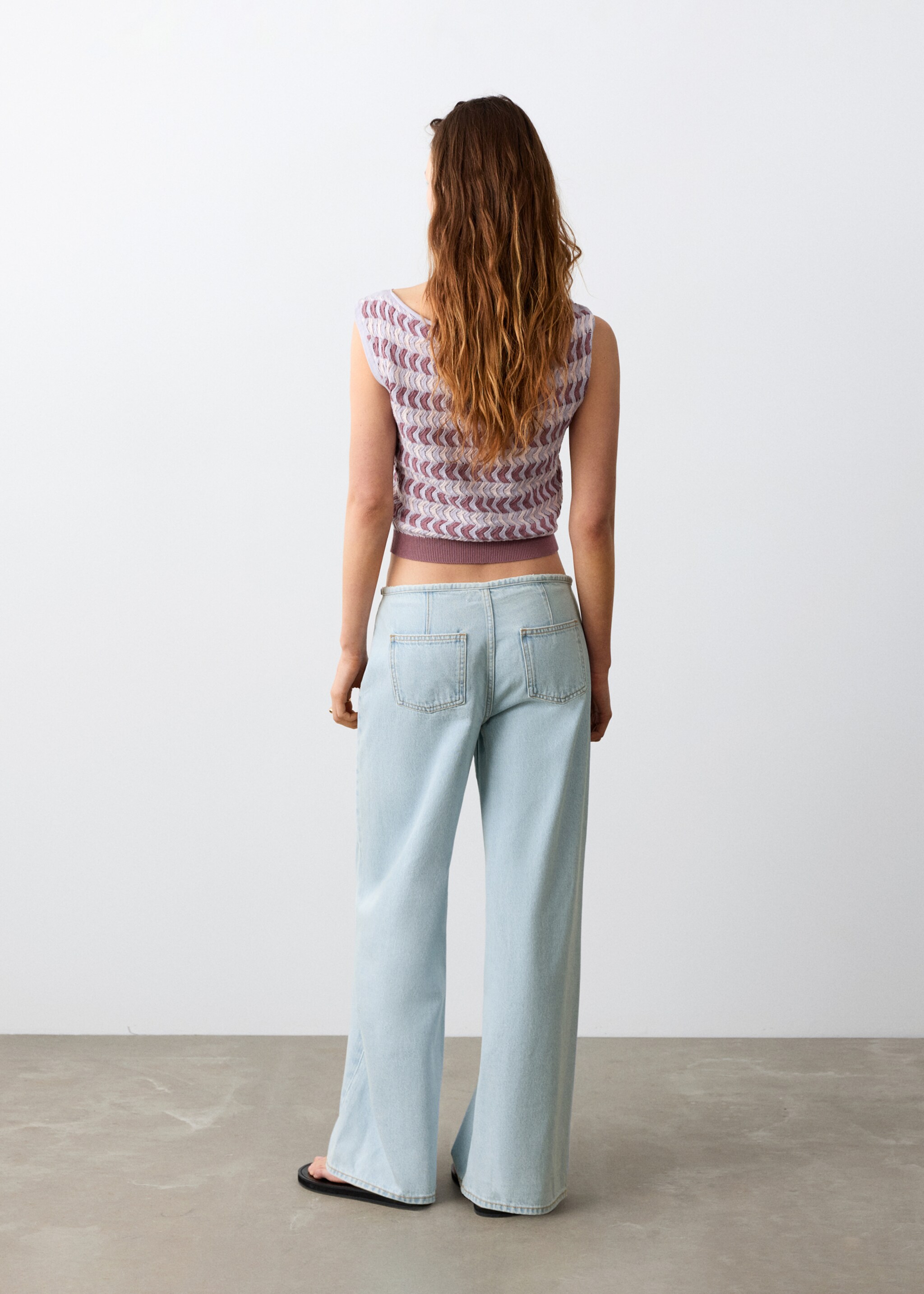 Wide leg tie-waist jeans - Reverse of the article, Bleach Blue. Ref: 27075156-00.
