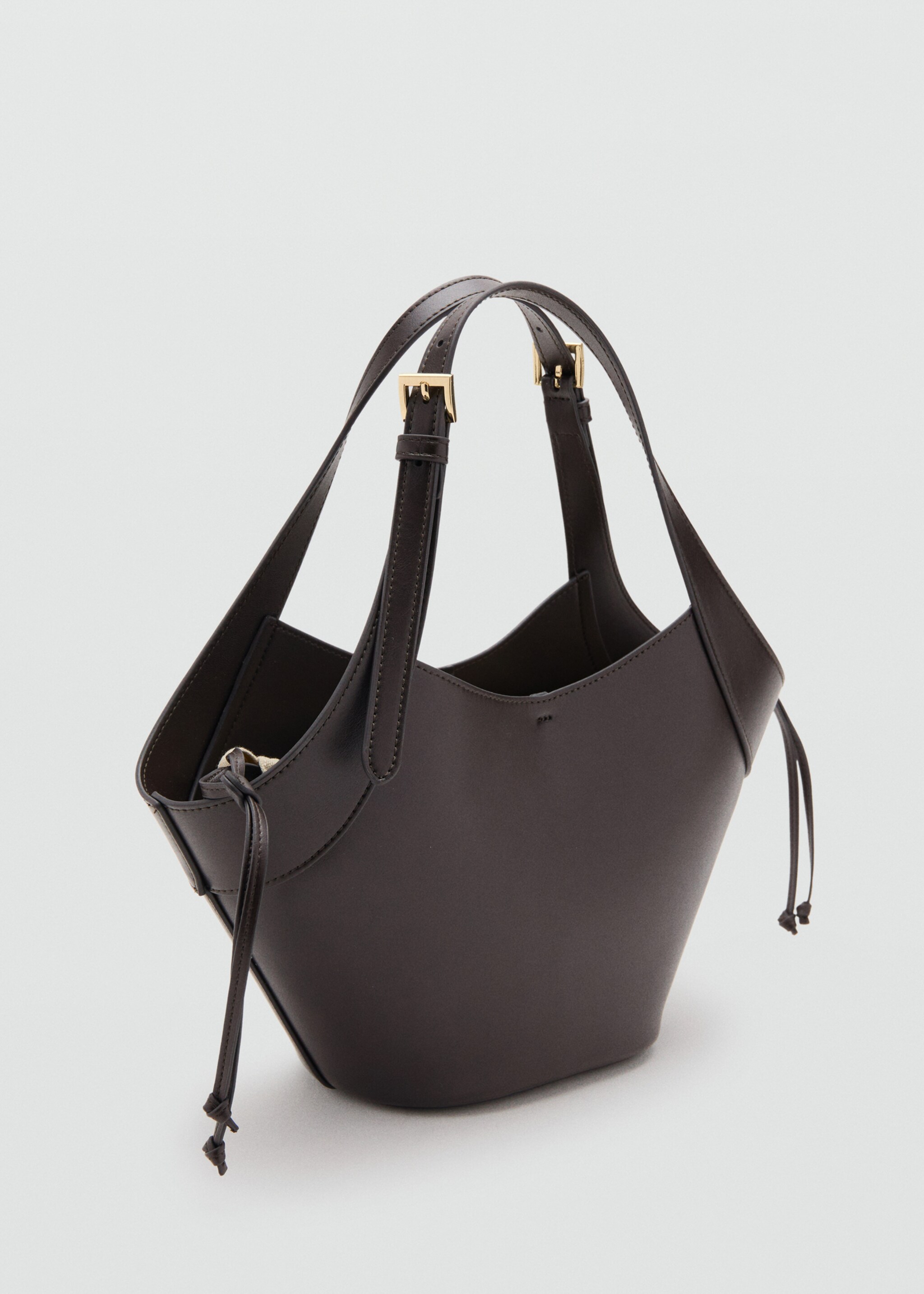 Double handle handbag with buckles - Medium plane, Chocolate. Ref: 27075159-00.