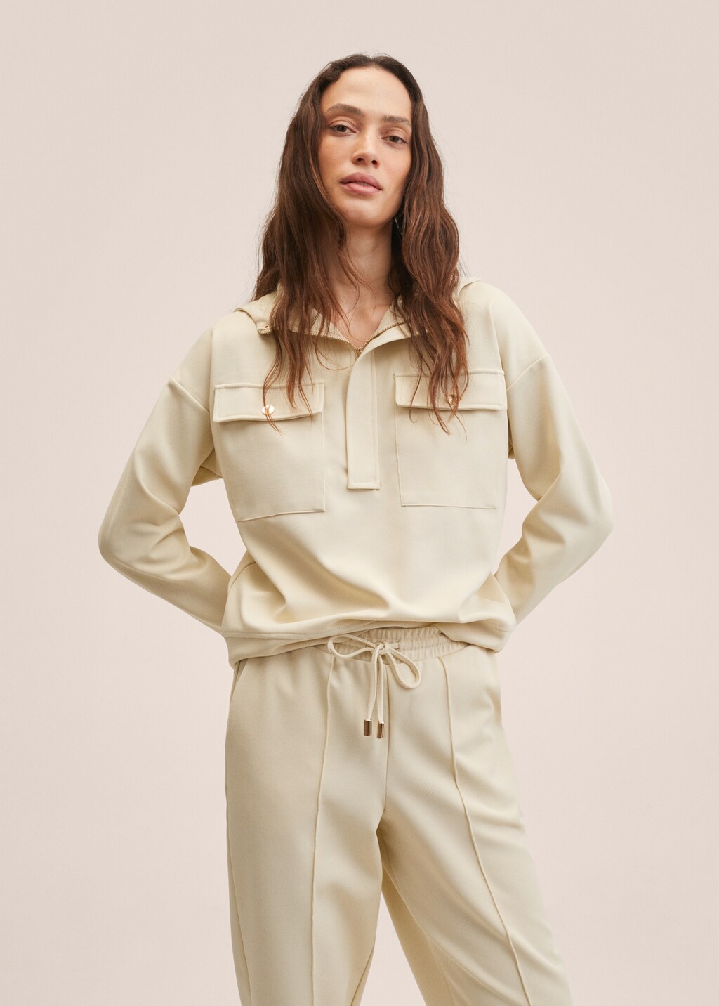 Textured sweatshirt with zip - Women | MANGO China