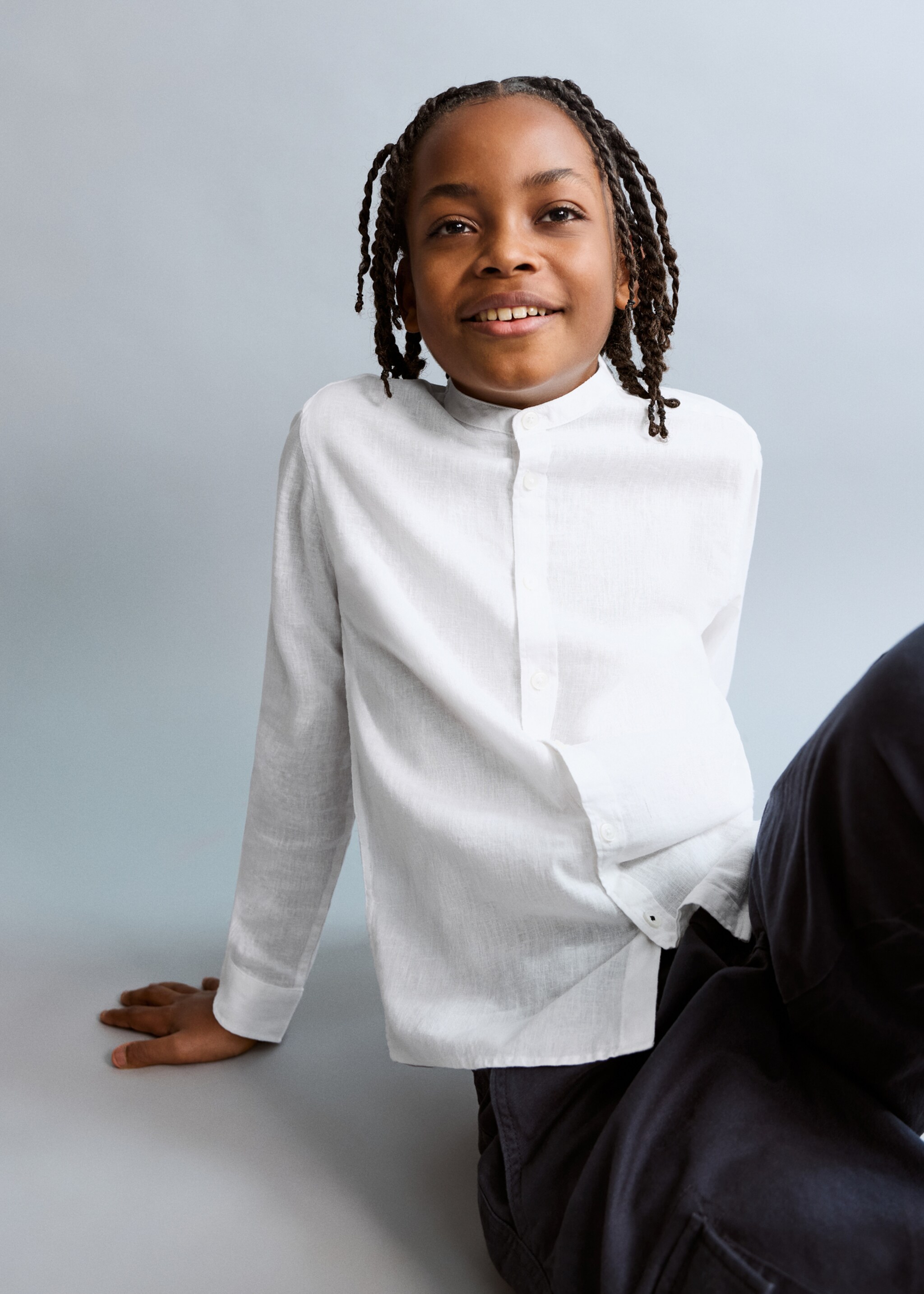 Linen-blend shirt - Medium plane, White. Ref: 27075807-00.