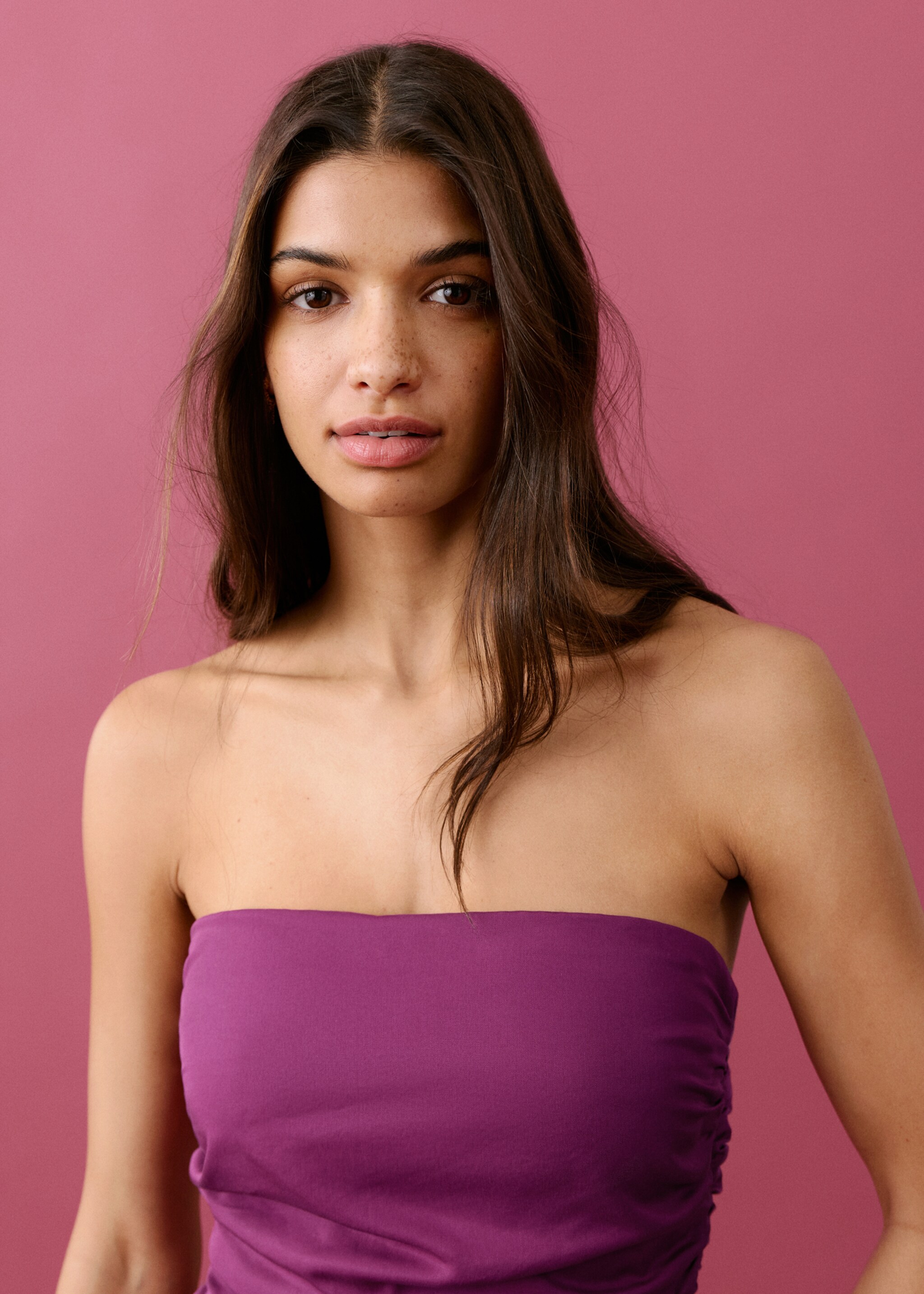 Strapless jumpsuit - Details of the article 1, Pink. Ref: 27075808-00.