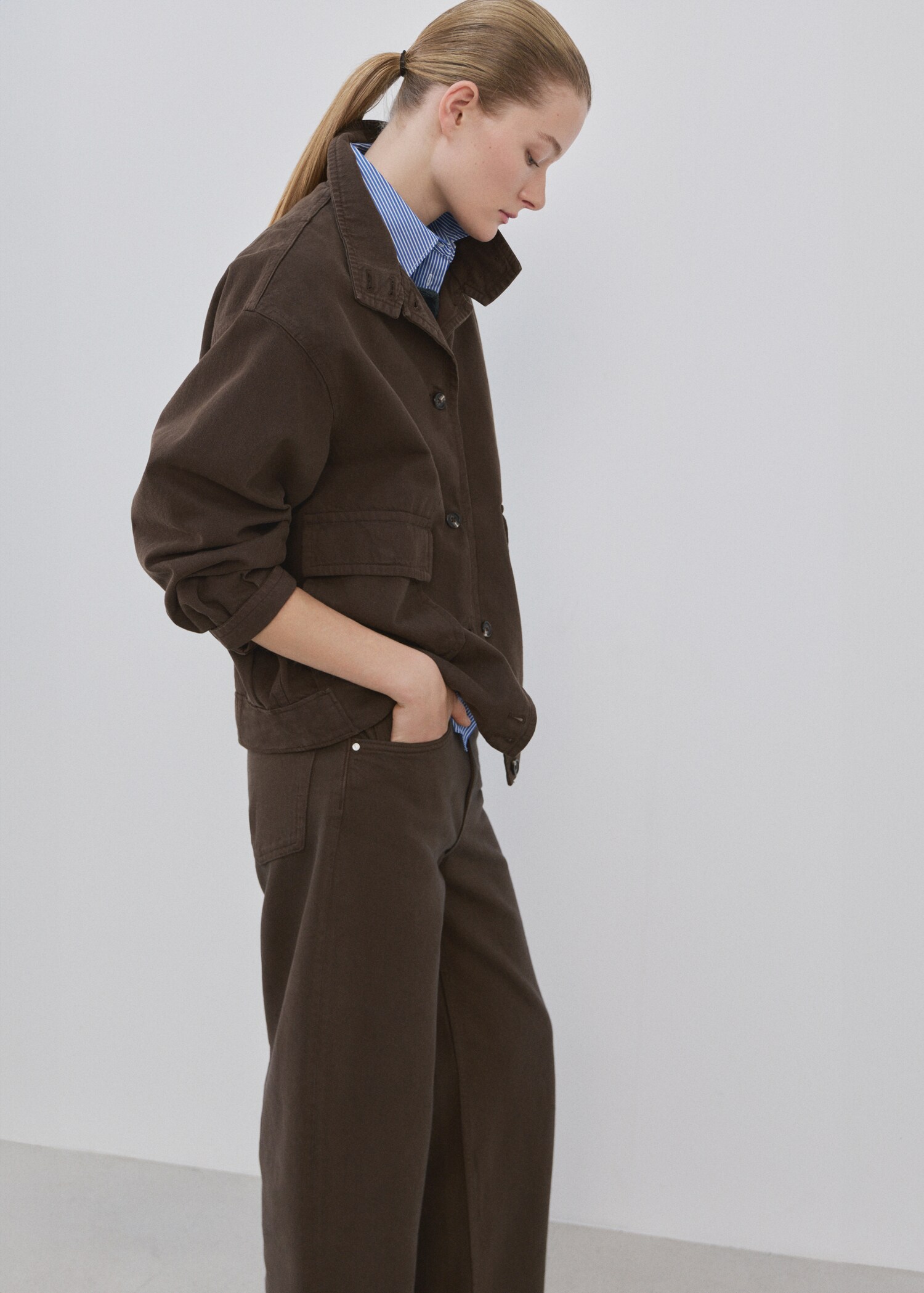 Oversized denim parka met zakken - Detail van het artikel 2