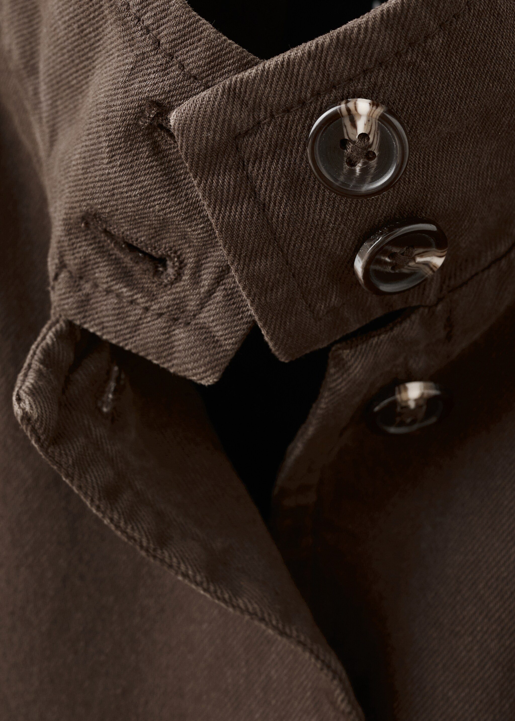 Oversized denim parka met zakken - Detail van het artikel 8, Chocoladebruin. Ref: 27075818-00.