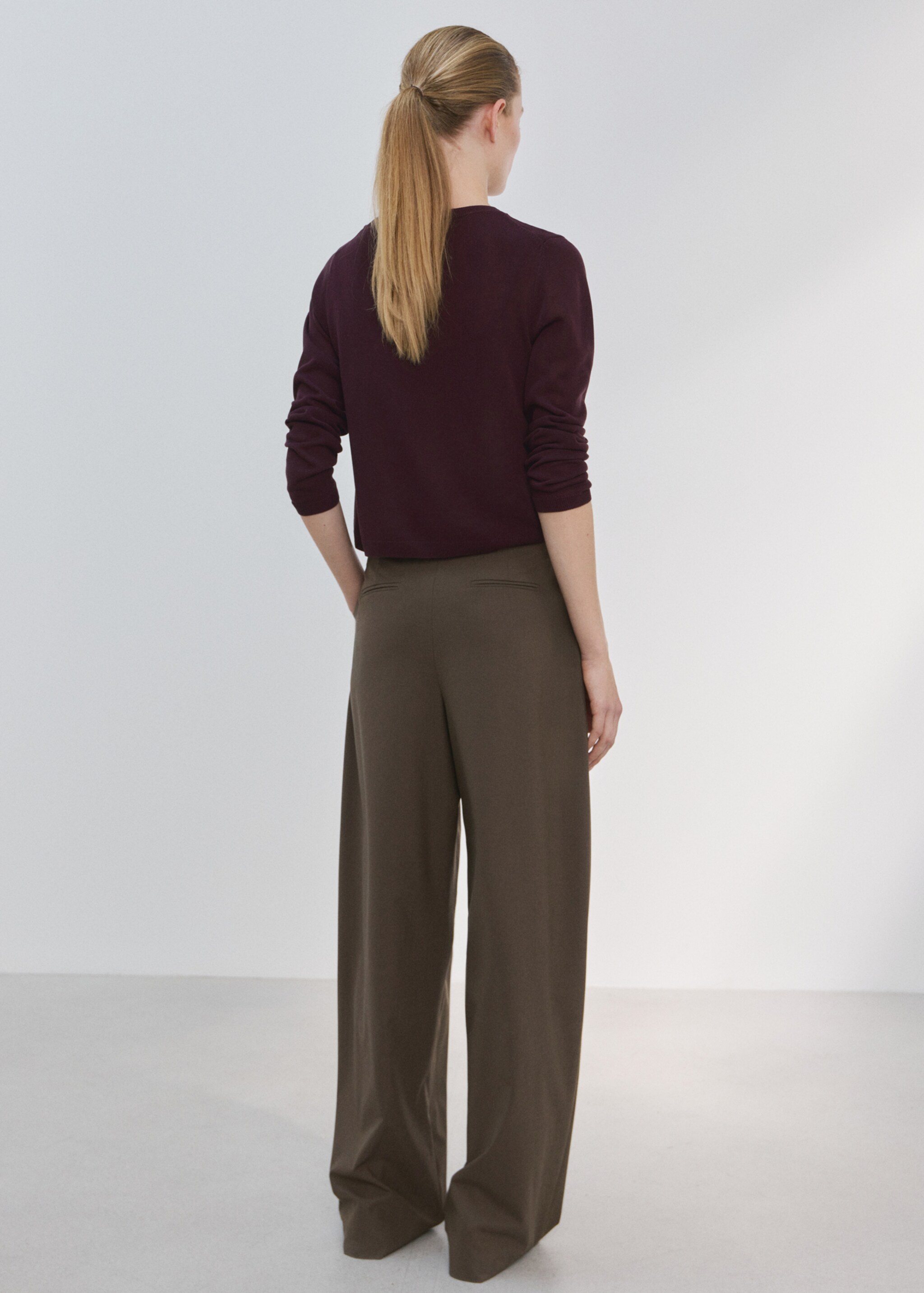 Fine-knit straight-fit cardigan - Reverse of the article, Sky Blue. Ref: 27075819-00.