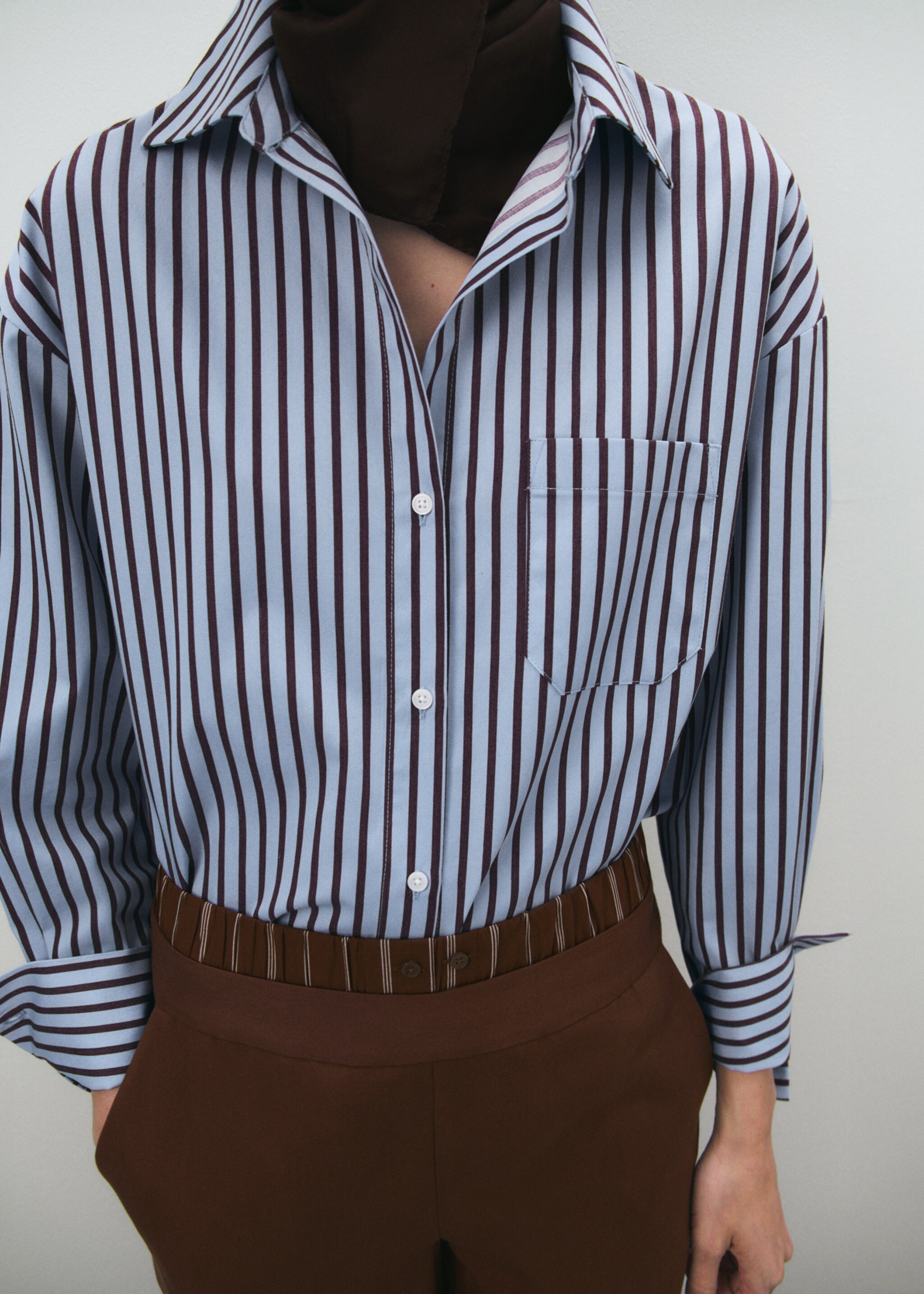 Striped cotton shirt - Medium plane, Sky Blue. Ref: 27075821-00.