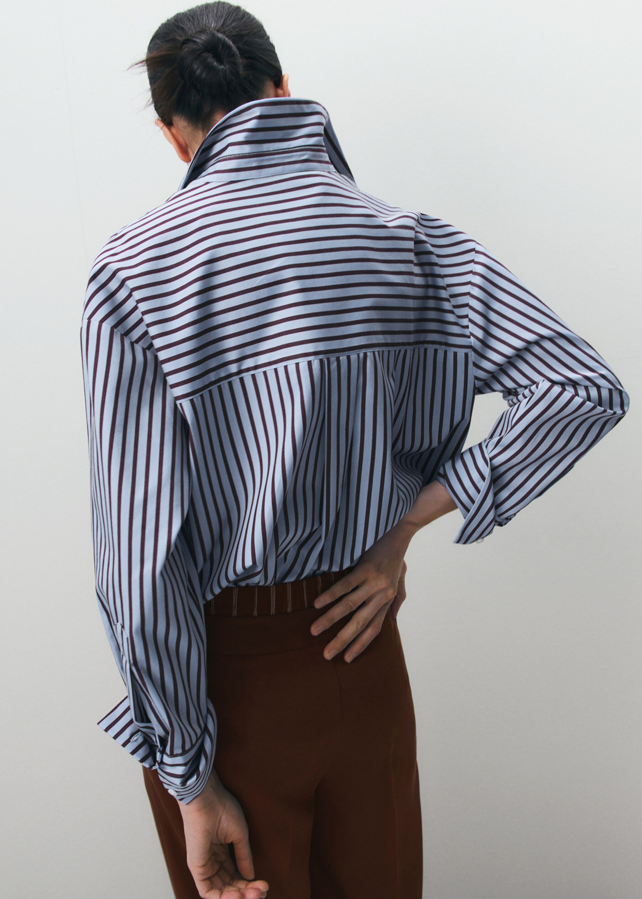 Striped cotton shirt - Reverse of the article, Sky Blue. Ref: 27075821-00.